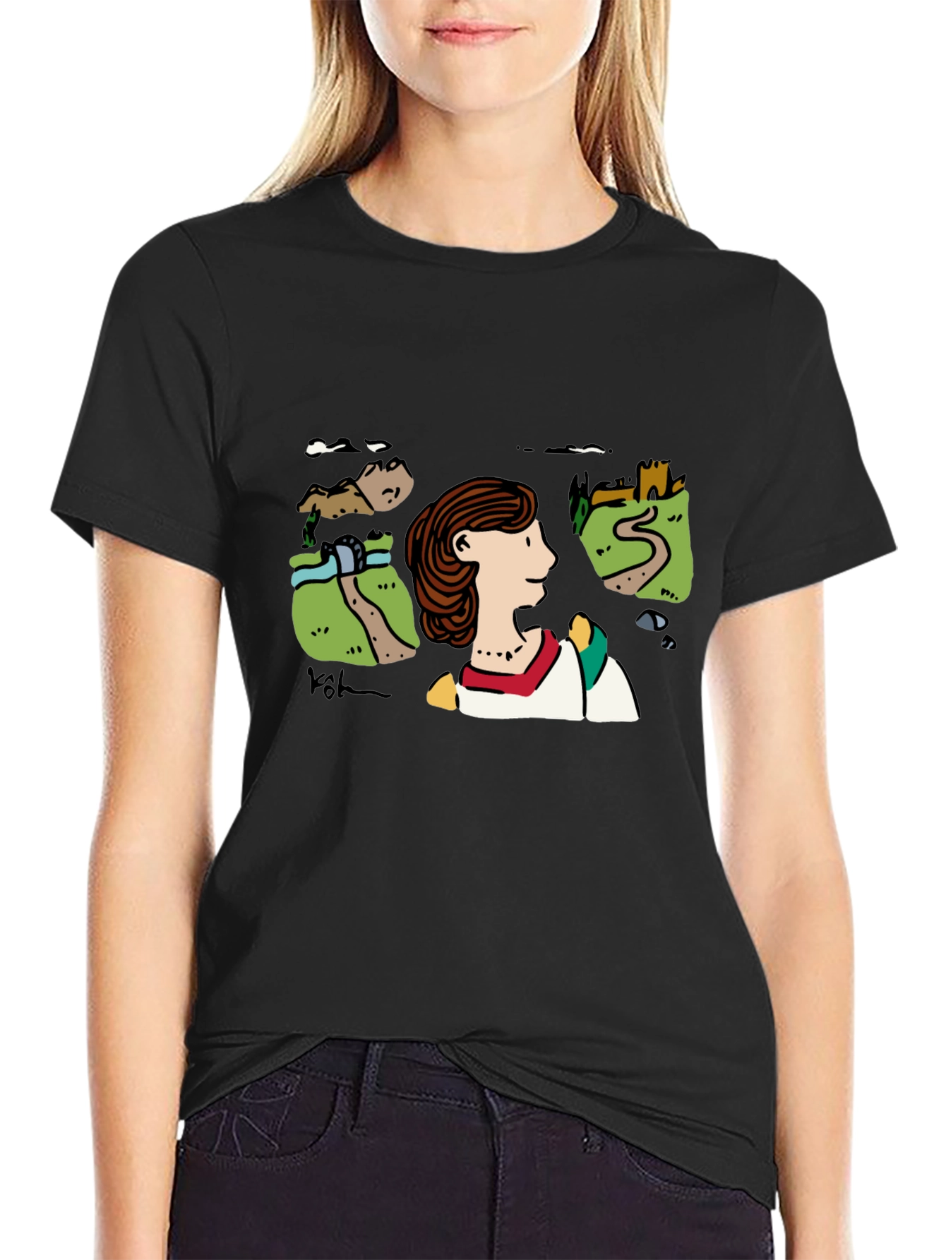 Scenic Illustration Black T-Shirt