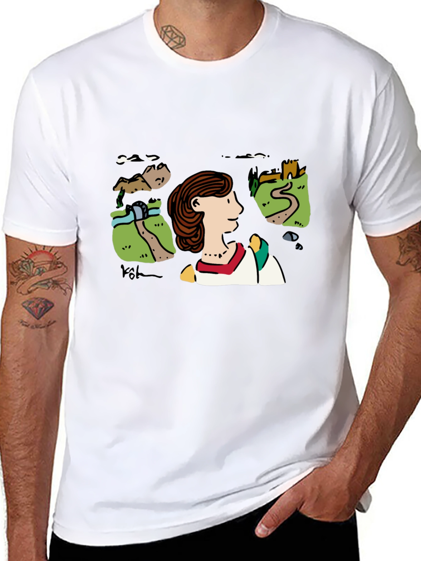 Scenic Illustration Black T-Shirt