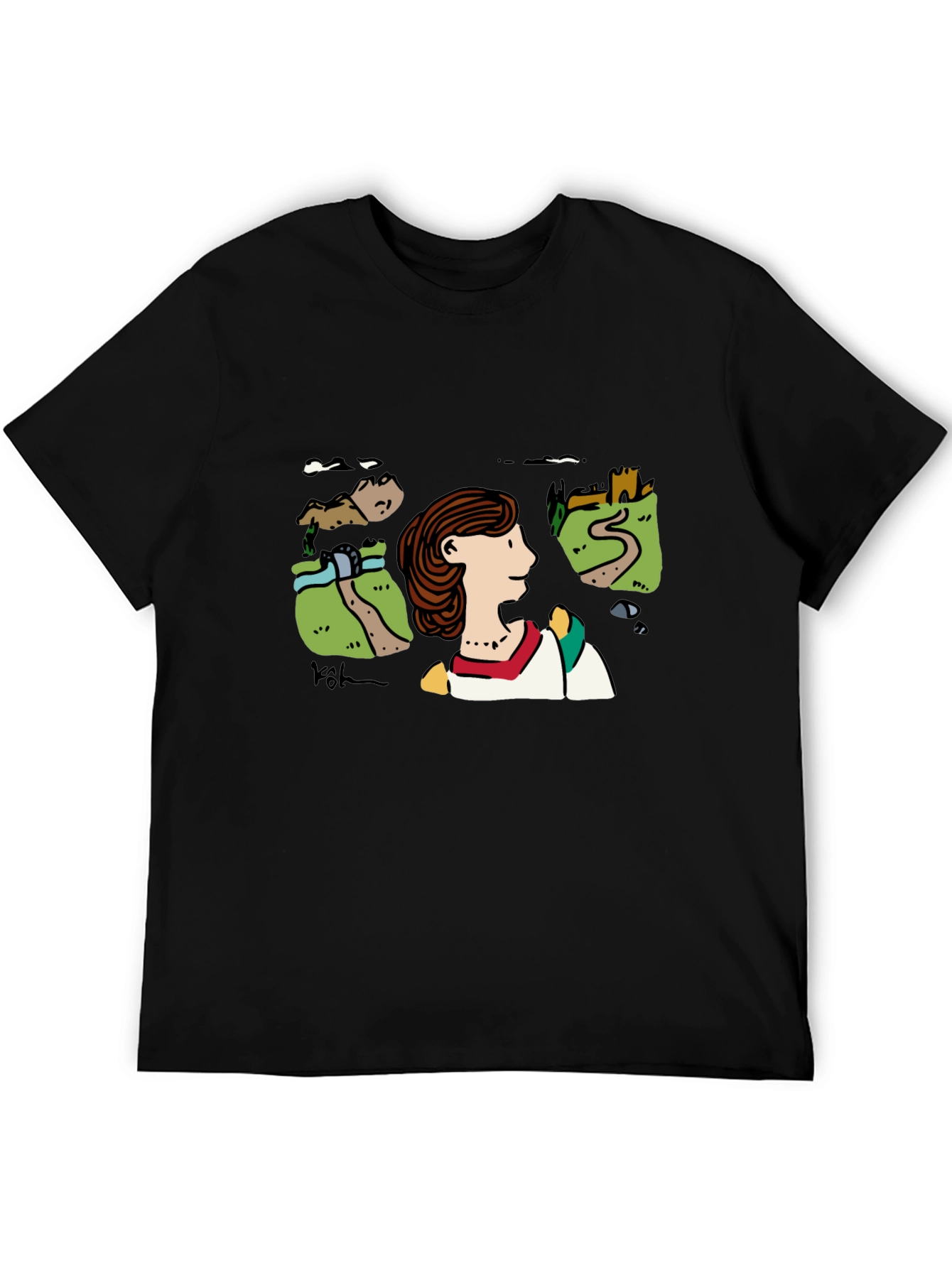 Scenic Illustration Black T-Shirt