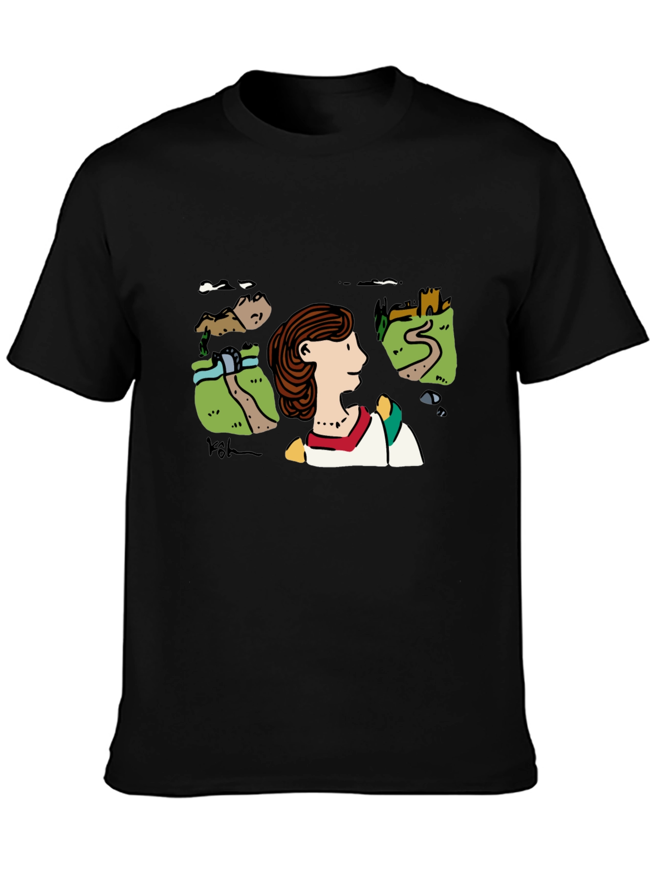 Scenic Illustration Black T-Shirt