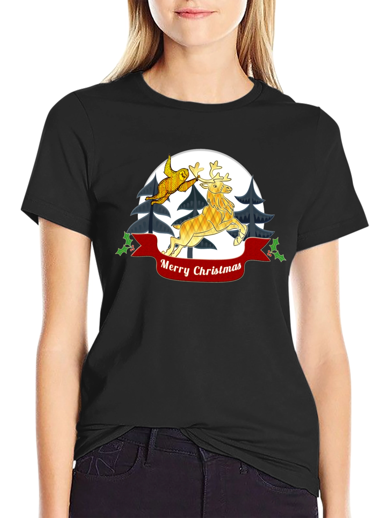 Festive Christmas Sloth and Reindeer T-Shirt