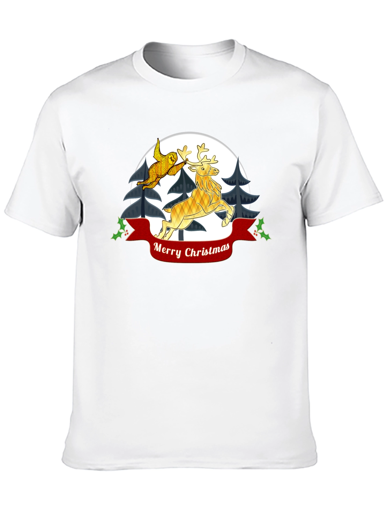 Festive Christmas Sloth and Reindeer T-Shirt