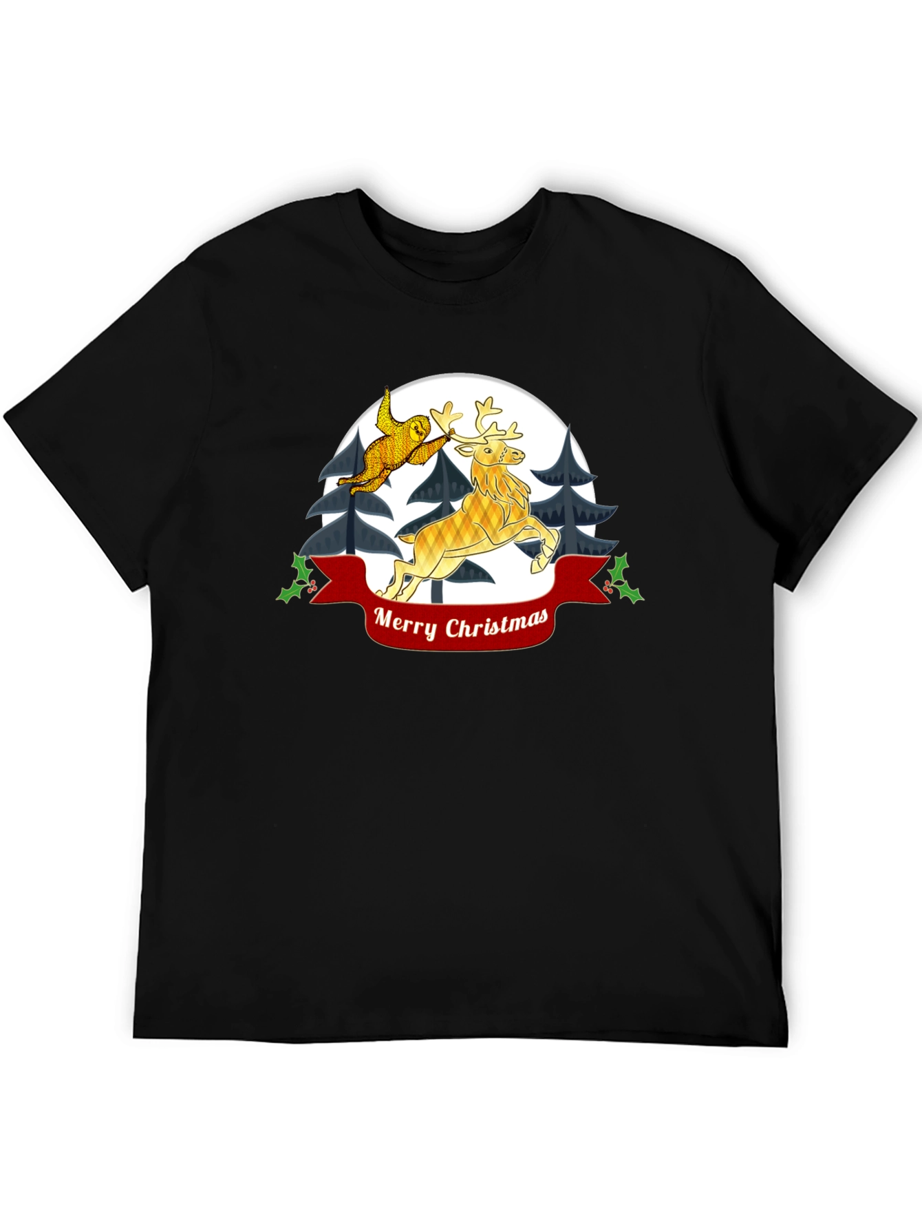 Festive Christmas Sloth and Reindeer T-Shirt