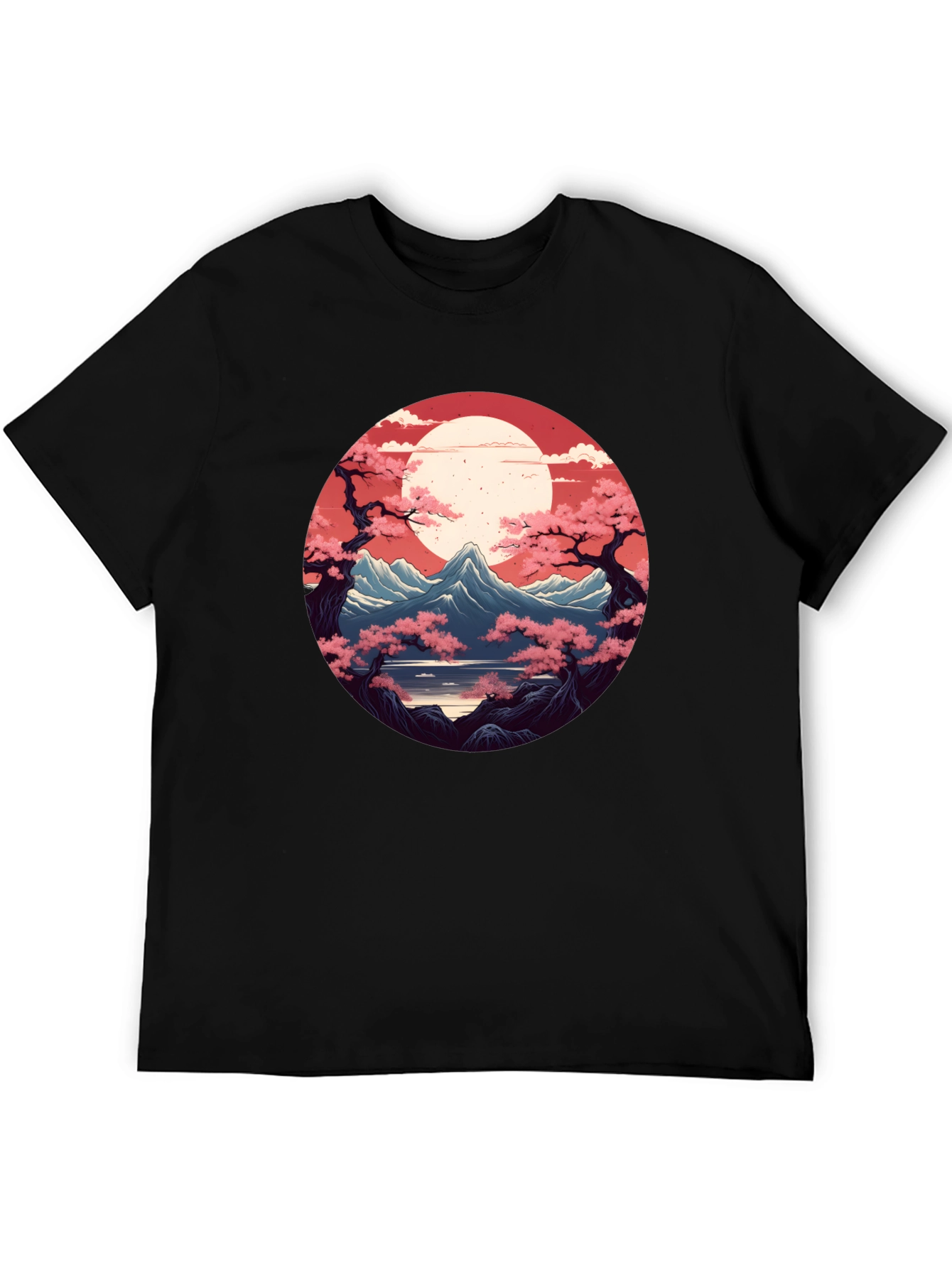 Japanese Mountain View Graphic Tee - Black