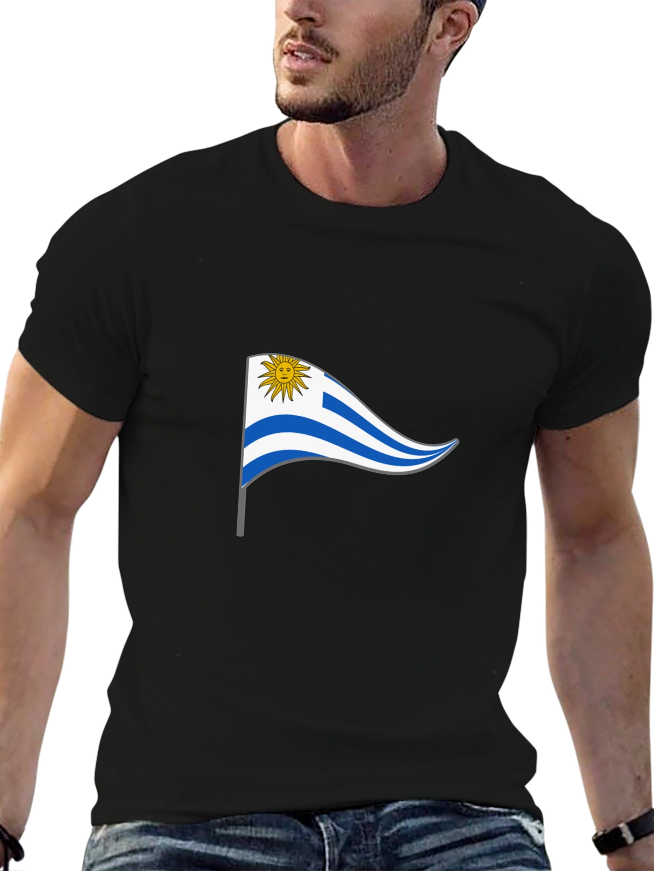 Uruguay Flag T-Shirt - Black Casual Wear