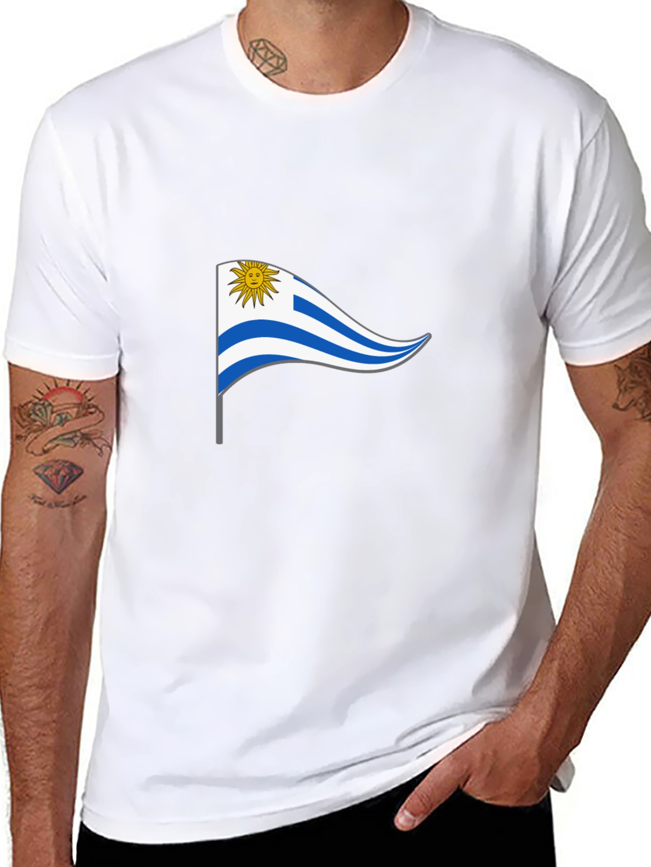 Uruguay Flag T-Shirt - Black Casual Wear
