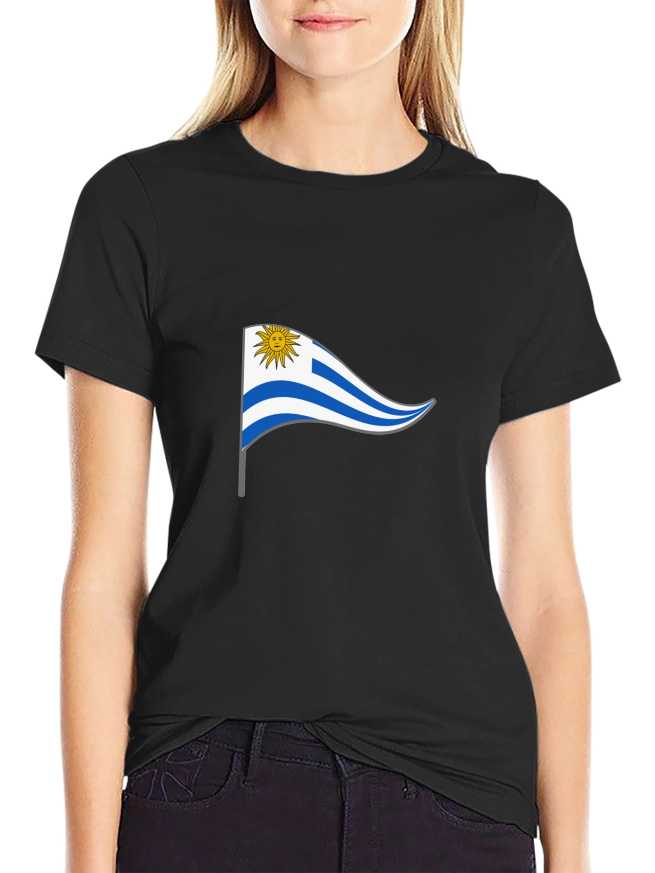 Uruguay Flag T-Shirt - Black Casual Wear