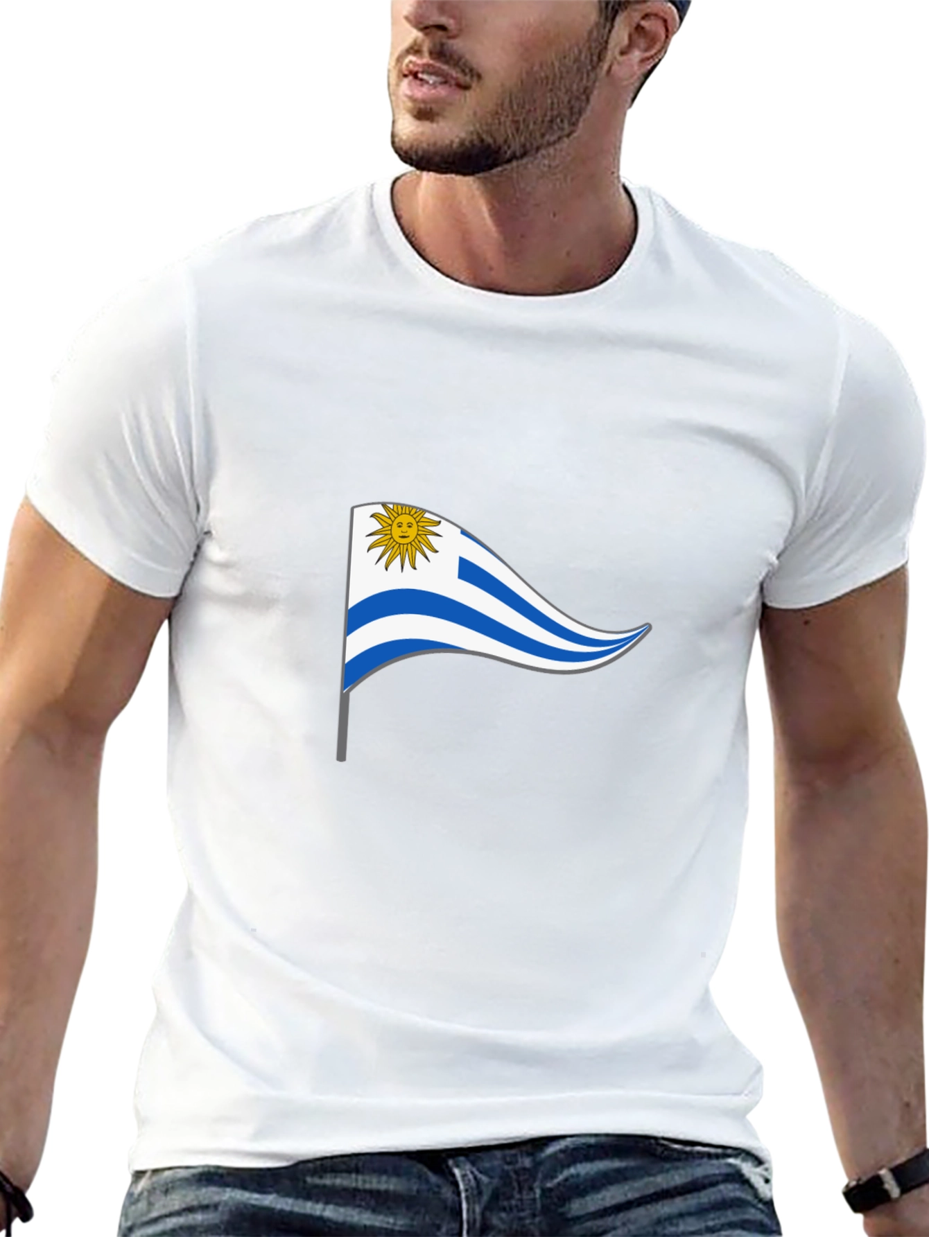 Uruguay Flag T-Shirt - Black Casual Wear