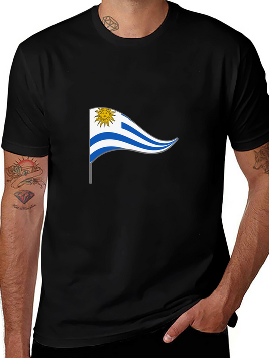 Uruguay Flag T-Shirt - Black Casual Wear