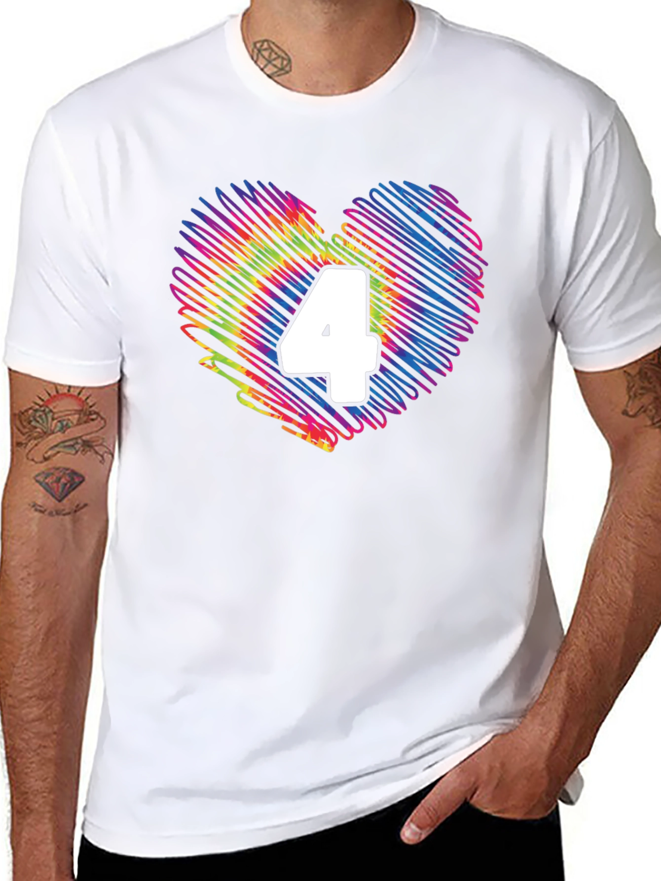 Heart 4 T-Shirt - Birthday Number Four Tee