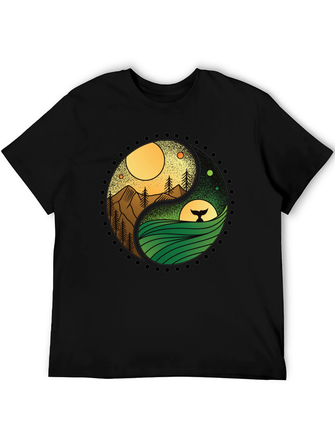 Yin Yang Nature T-Shirt - Mountain & Ocean Design