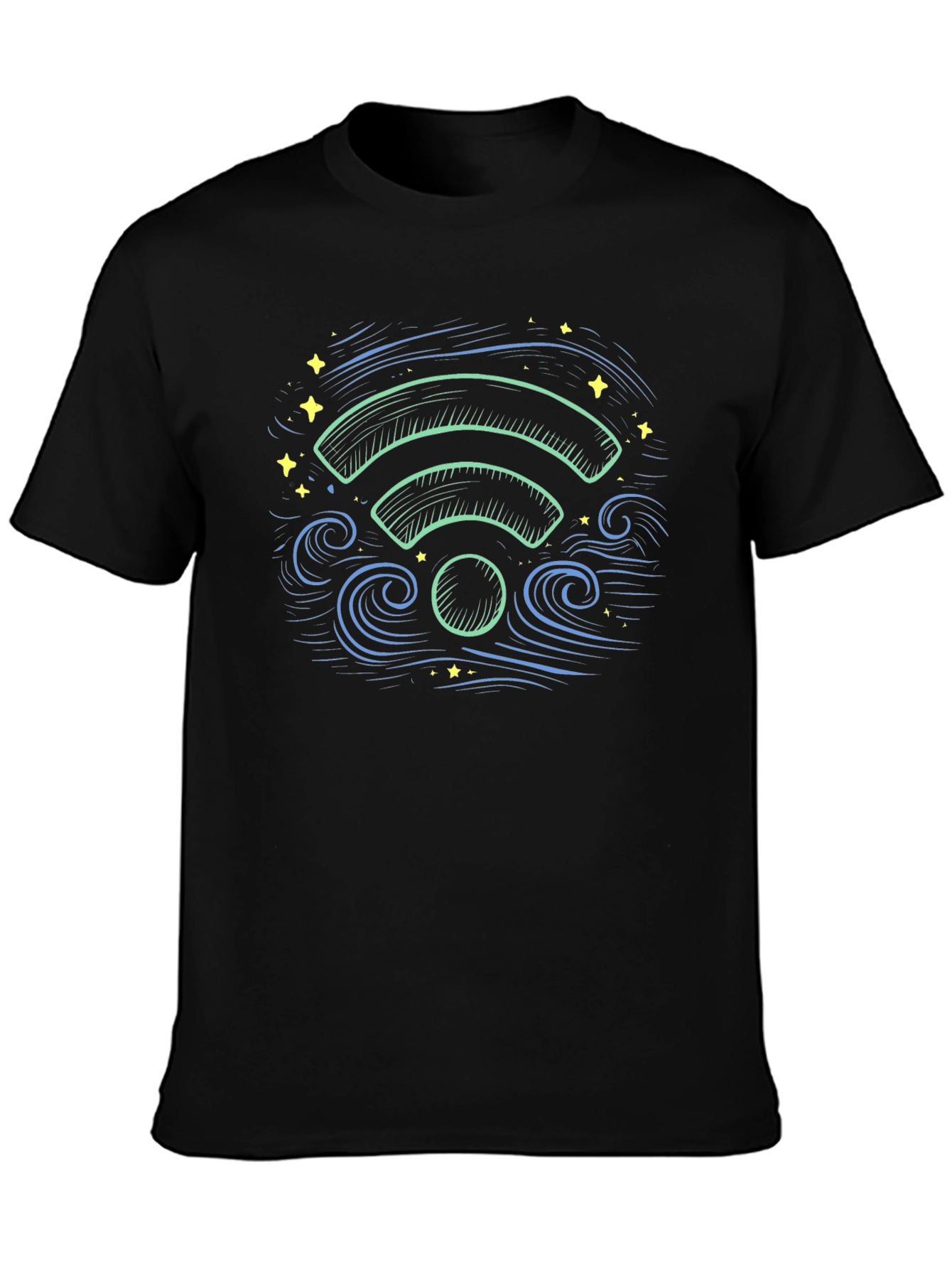 WiFi Waves Graphic Tee - Black