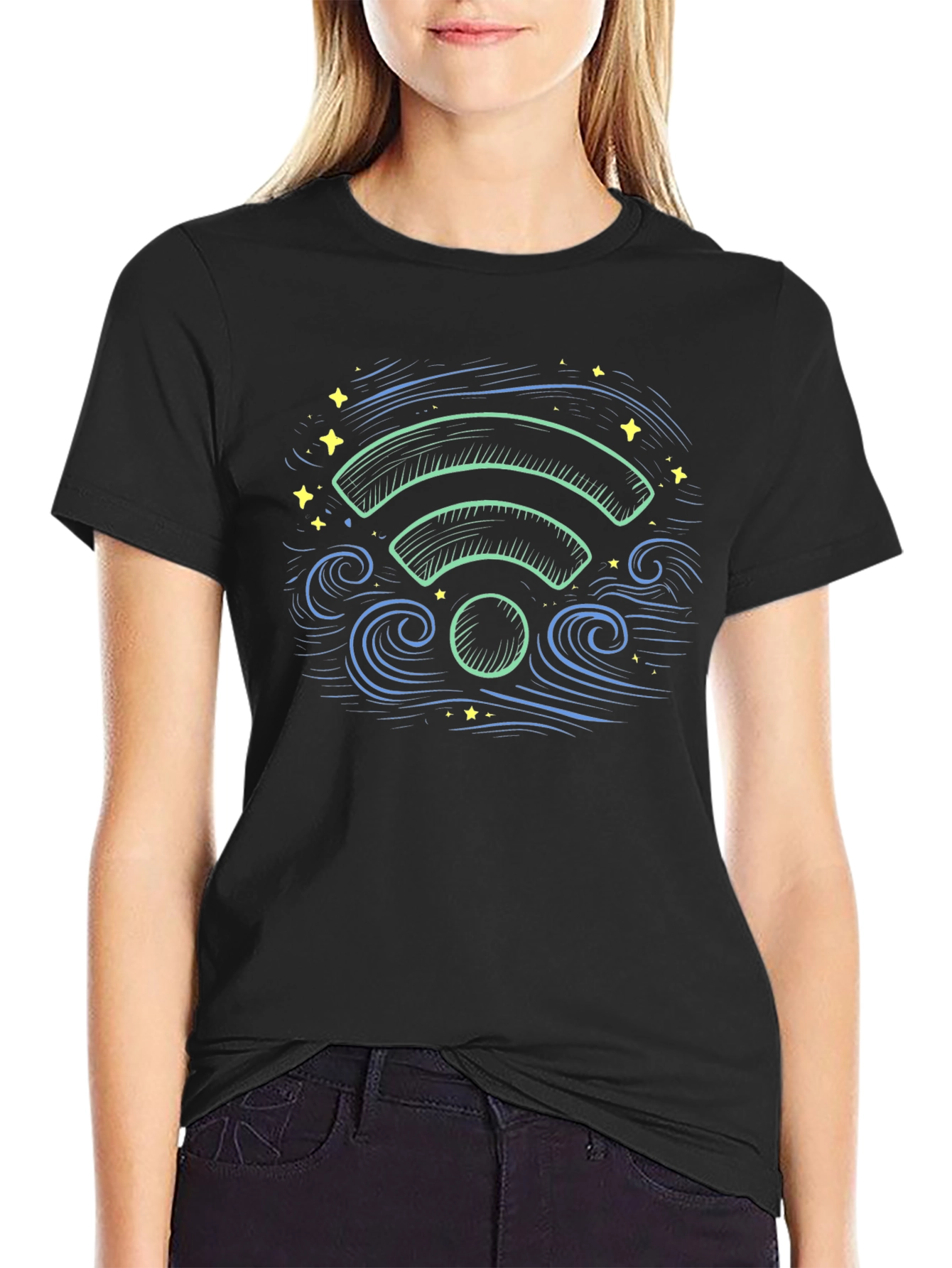 WiFi Waves Graphic Tee - Black