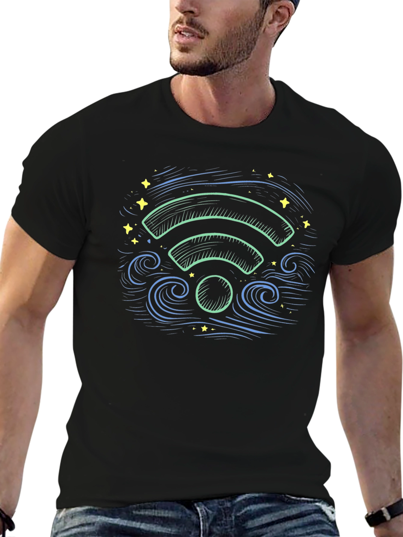 WiFi Waves Graphic Tee - Black