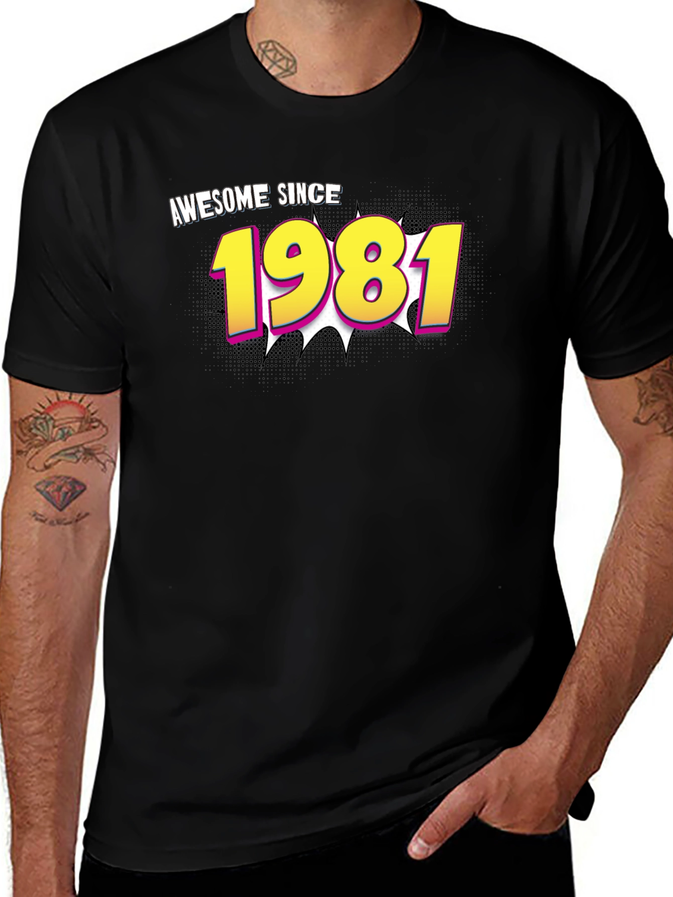 Awesome Since 1981 Black Graphic T-Shirt