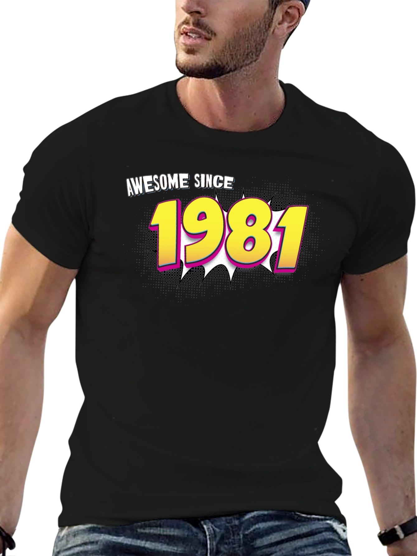Awesome Since 1981 Black Graphic T-Shirt