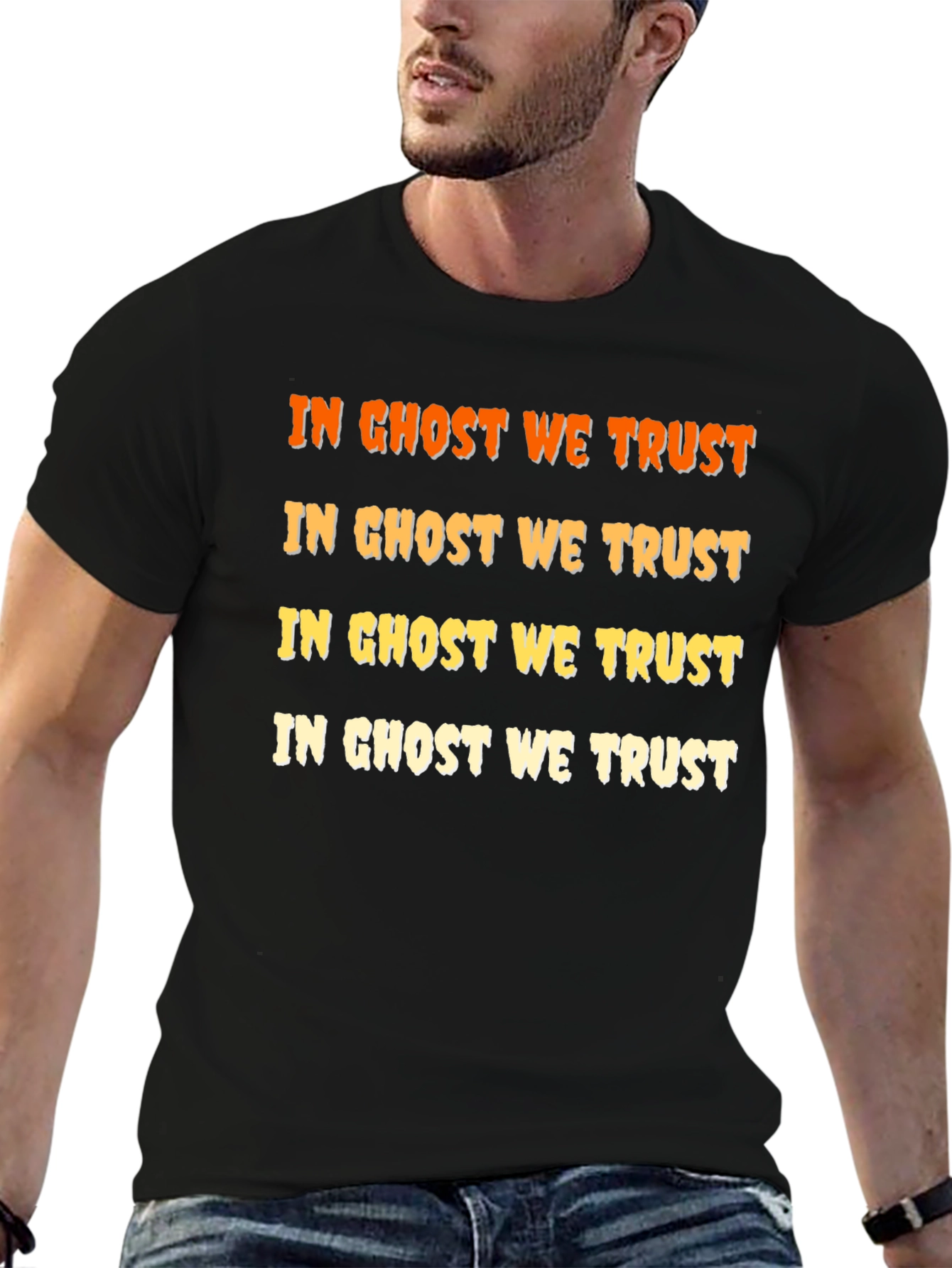 In Ghost We Trust Halloween Black T-Shirt