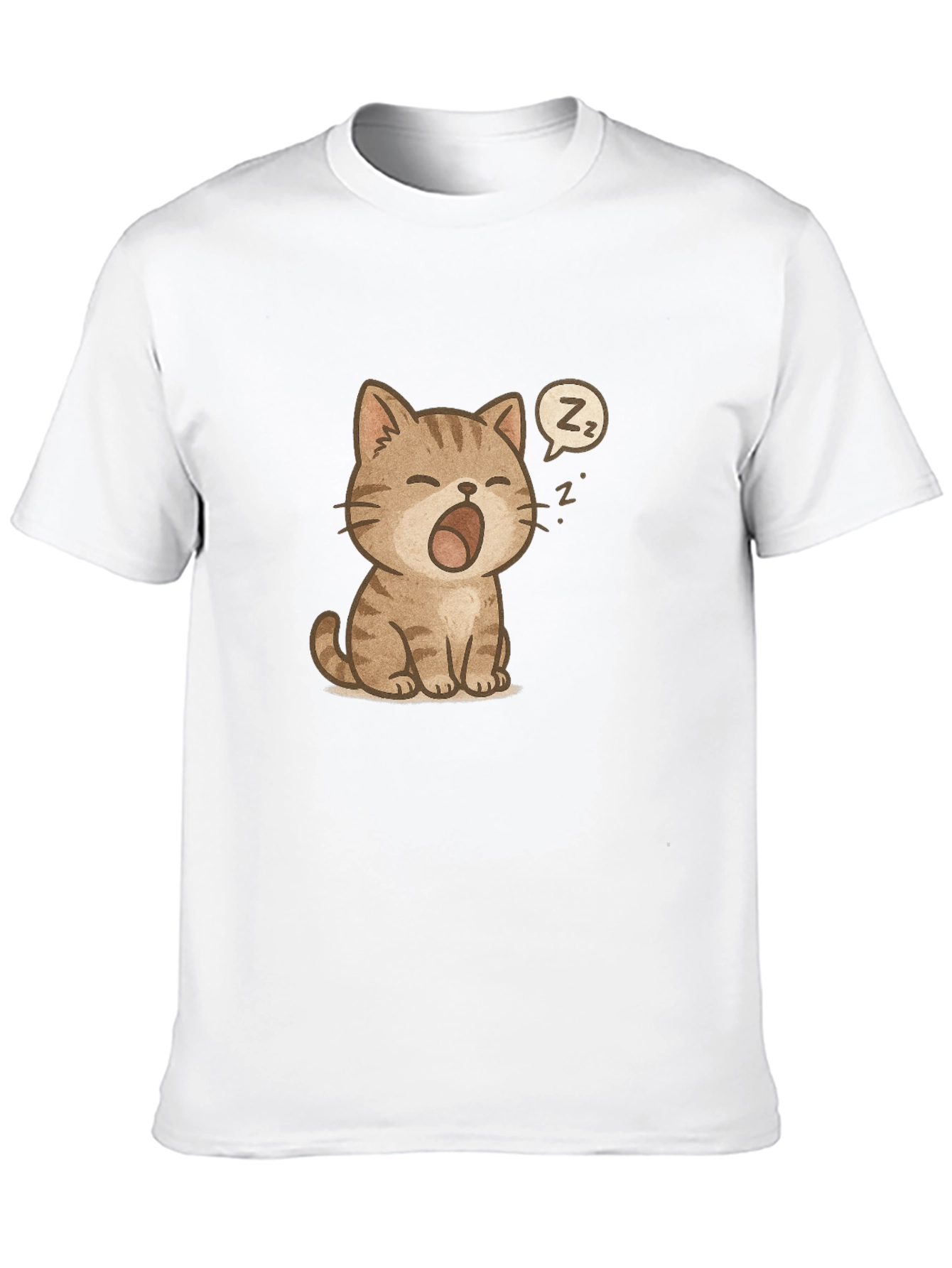 Cute Sleeping Cat Graphic Black T-Shirt