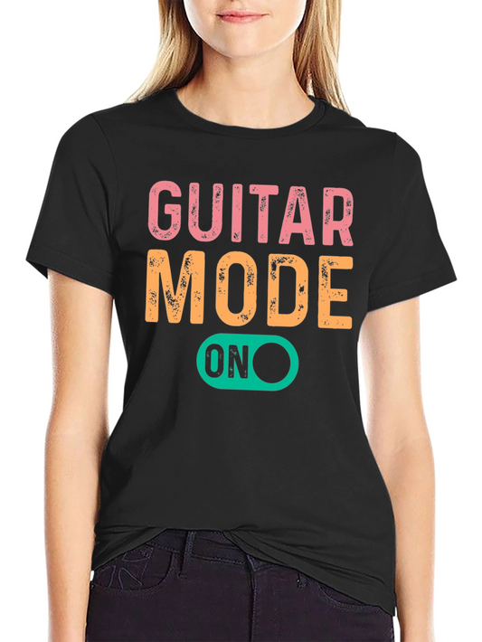 Guitar Mode On Graphic Tee - Black Cotton T-Shirt