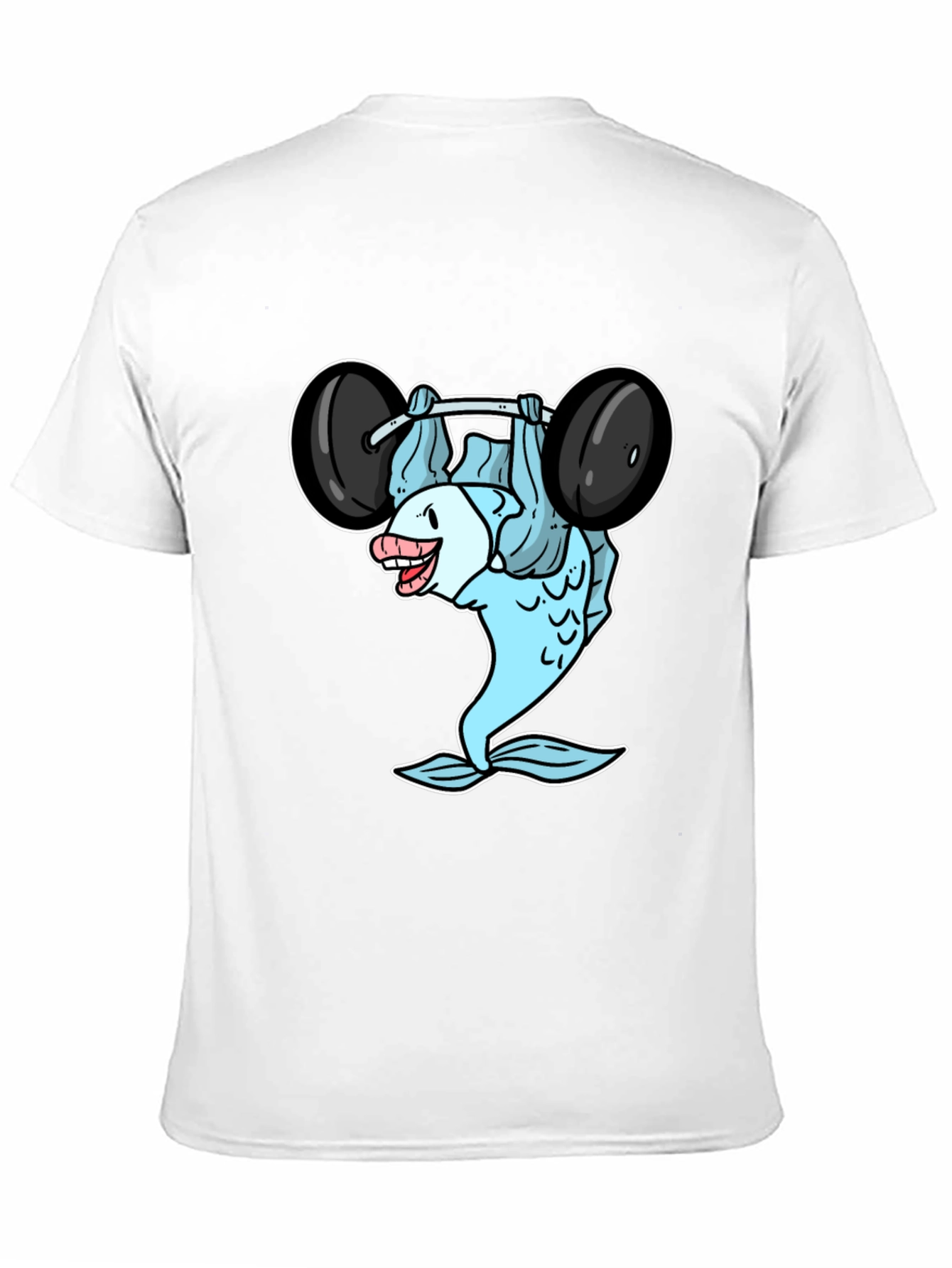 Funny Fish Lifting Barbell Graphic T-Shirt