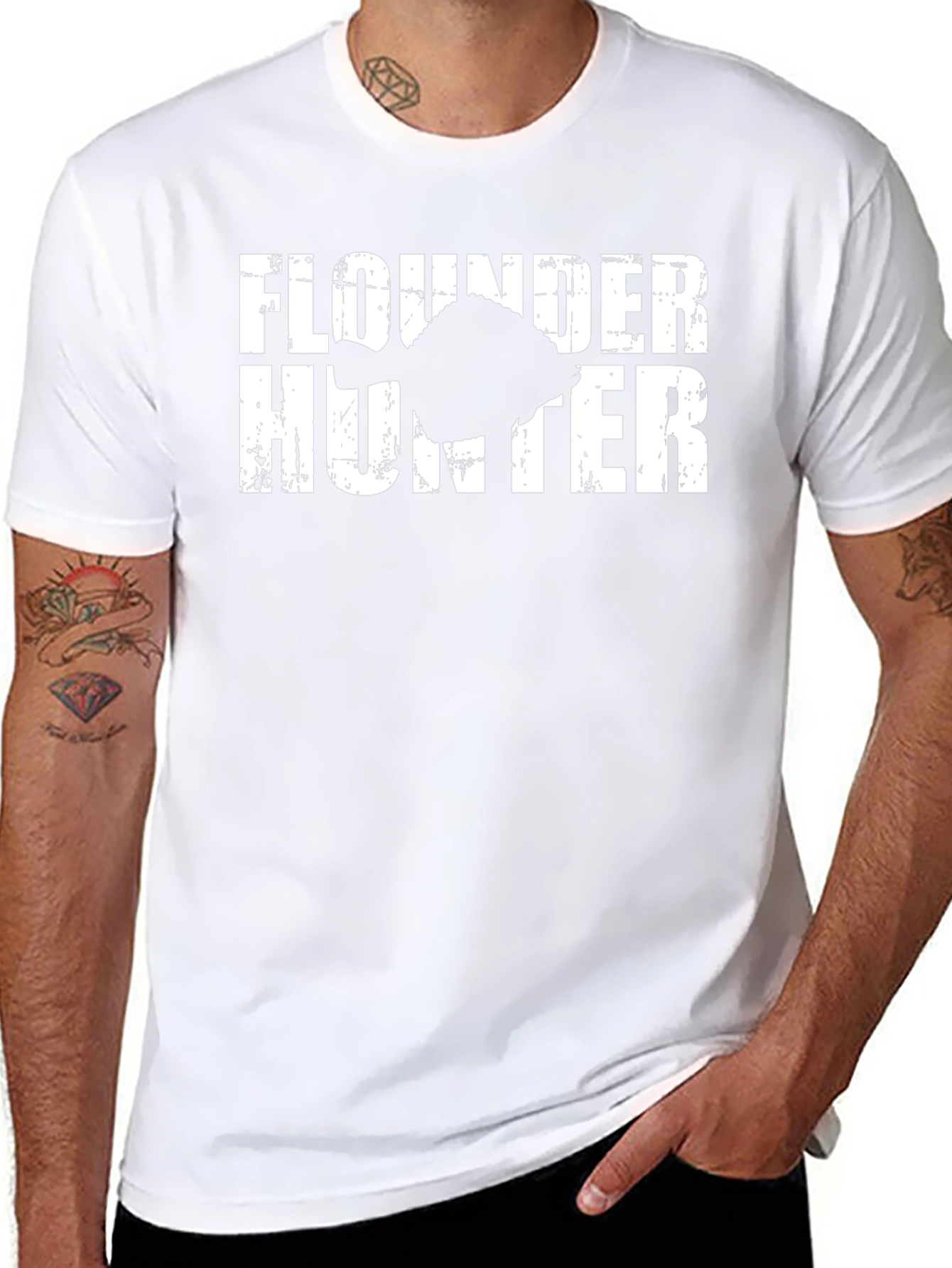 Flounder Hunter Black Graphic Tee