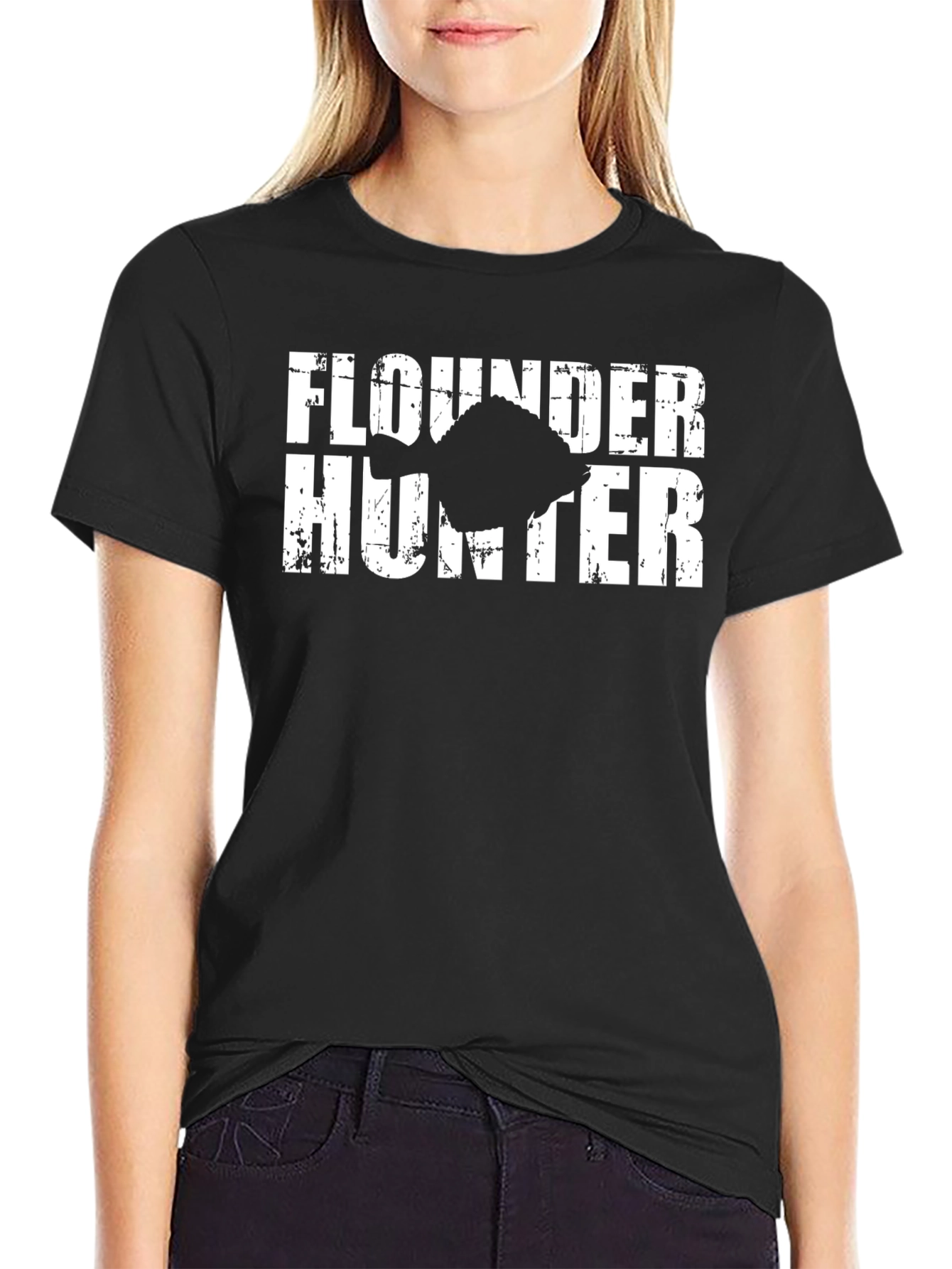 Flounder Hunter Black Graphic Tee