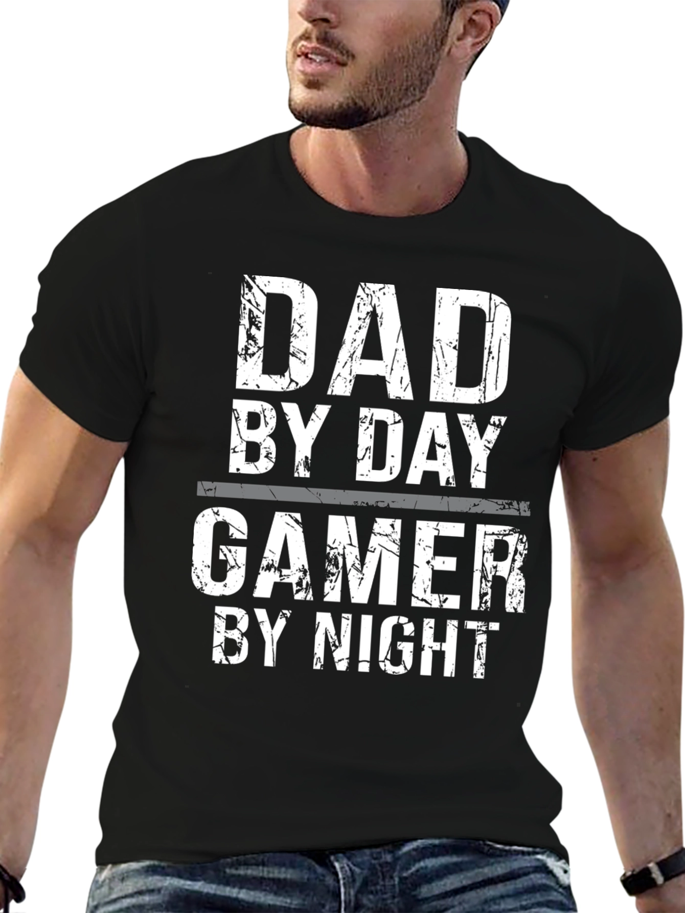 Dad By Day Gamer By Night Black Graphic T-Shirt