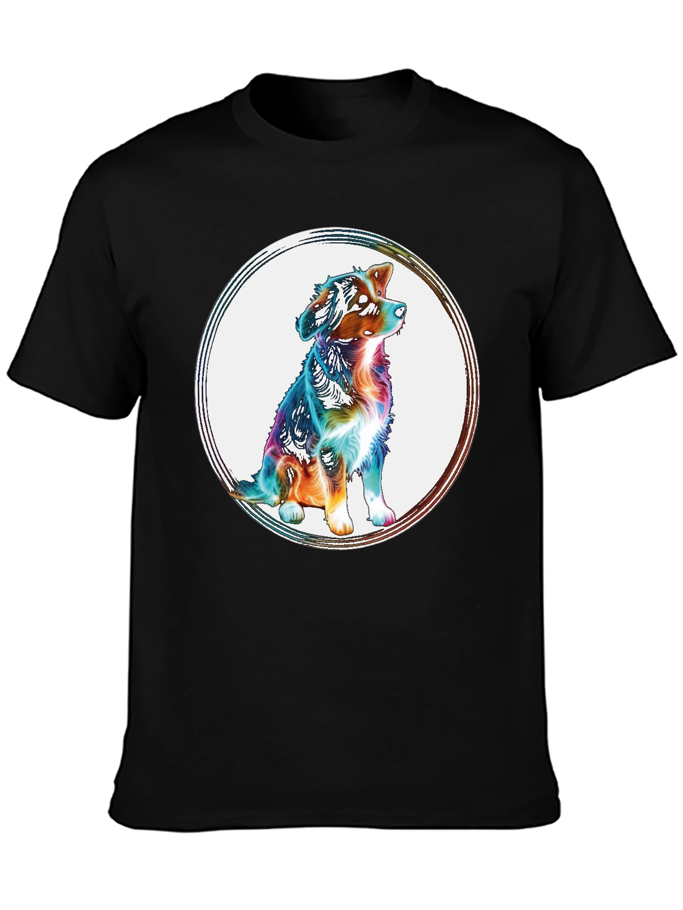 Dog Circle Graphic Tee - Mens Black T-Shirt