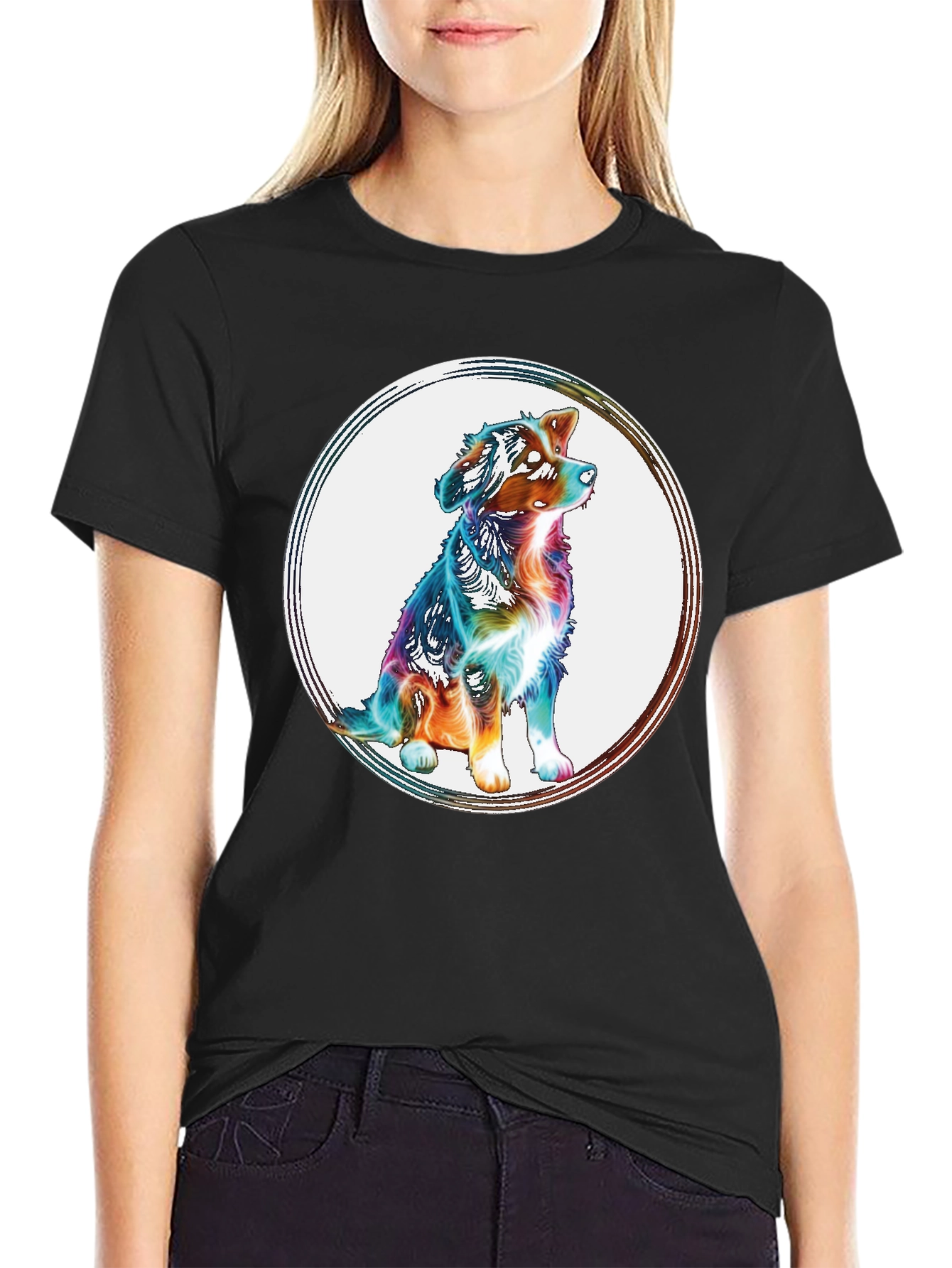 Dog Circle Graphic Tee - Mens Black T-Shirt