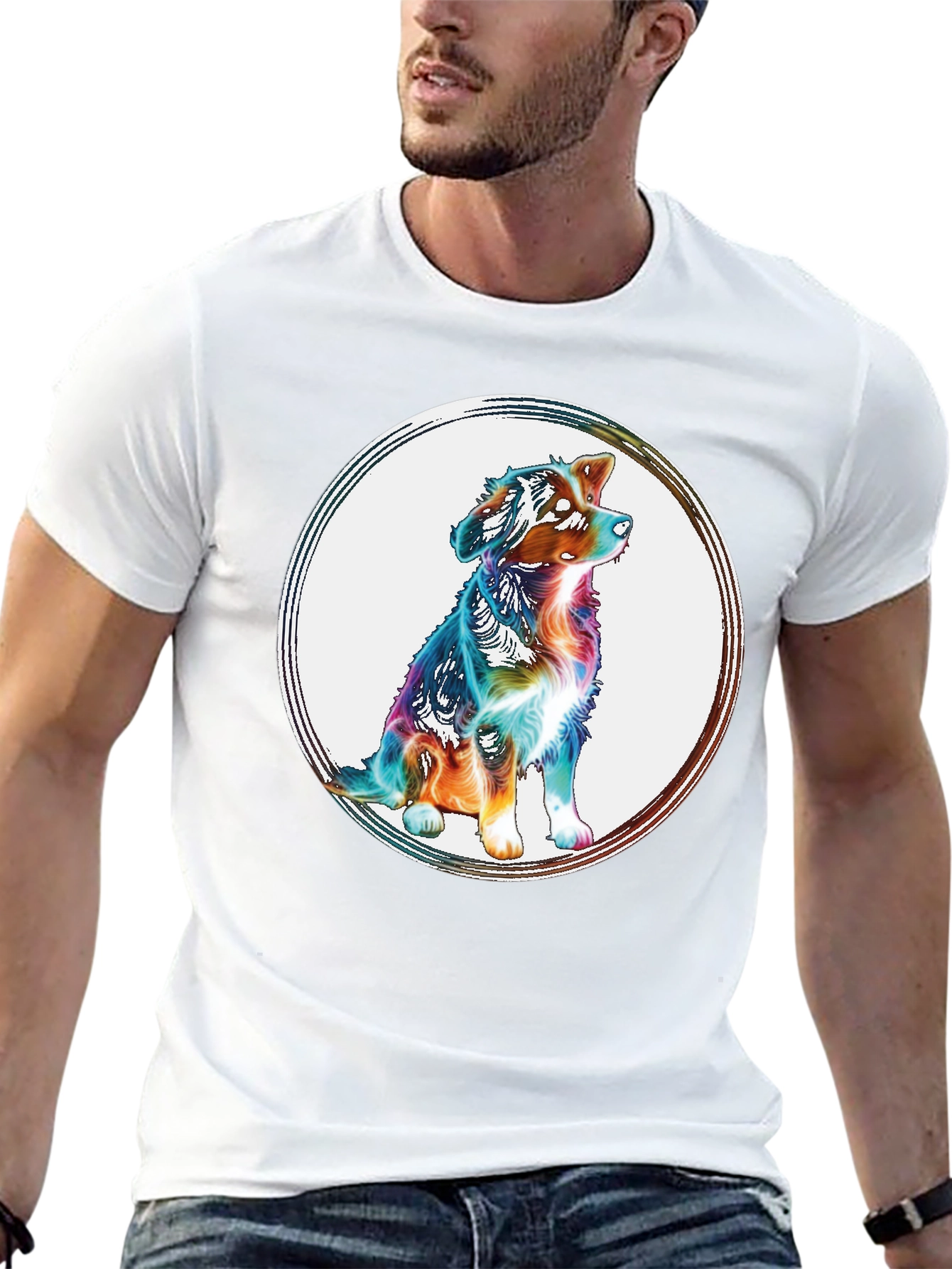 Dog Circle Graphic Tee - Mens Black T-Shirt