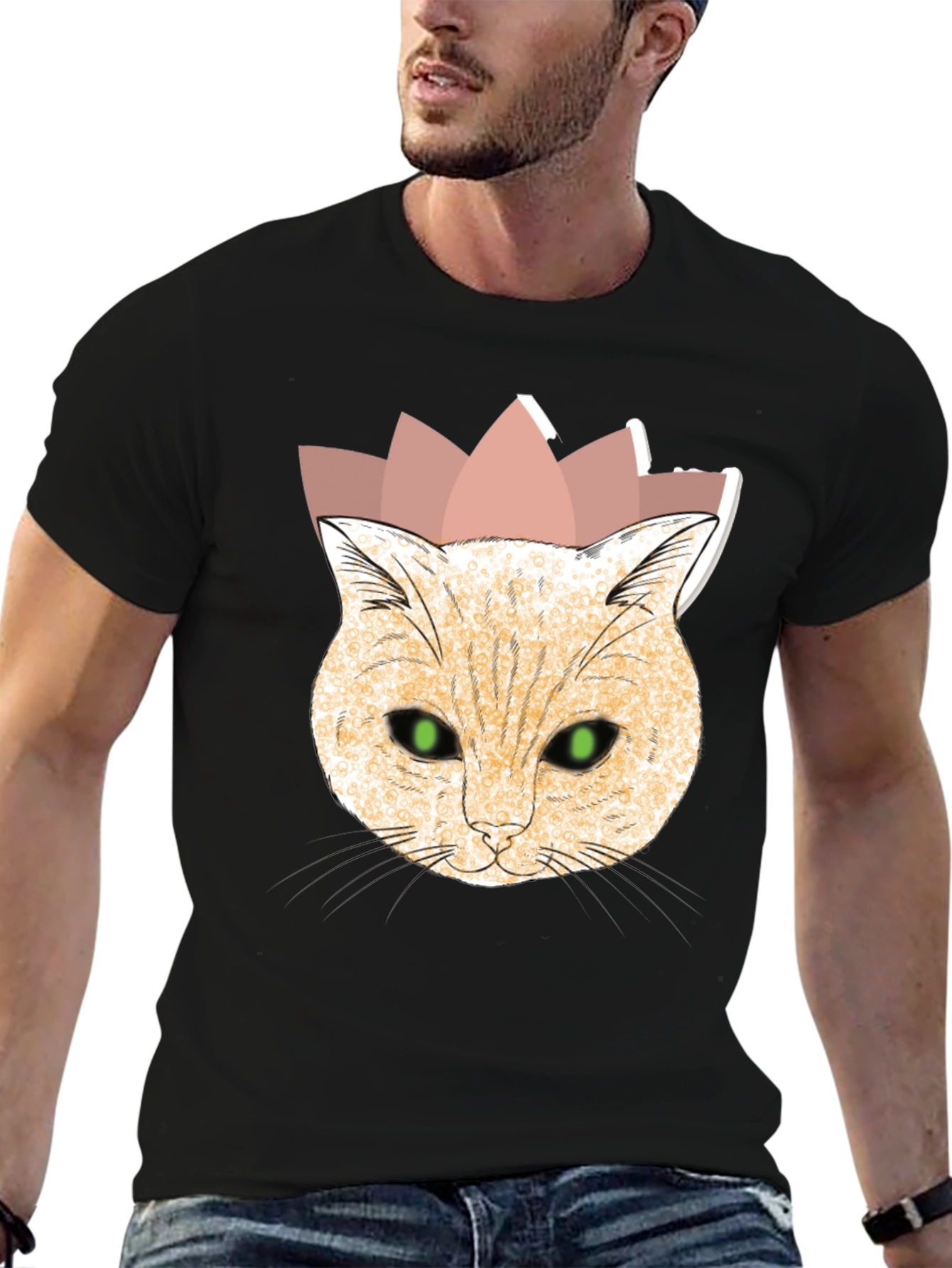 Cat King T-Shirt - Black Cotton Tee