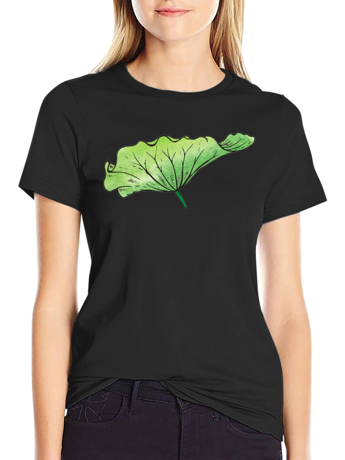 Leaf Graphic Black T-Shirt - Nature Inspired Fashion