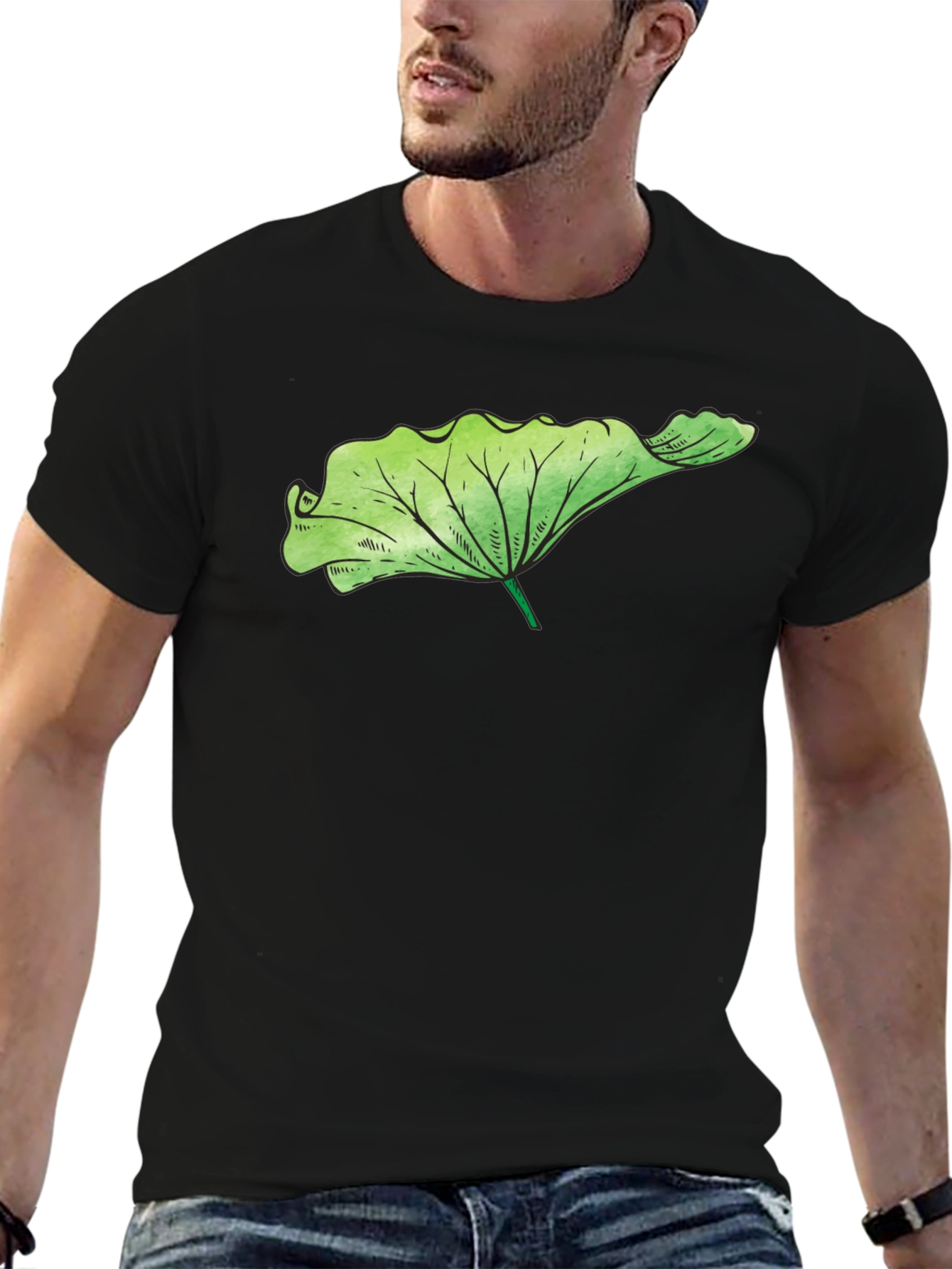 Leaf Graphic Black T-Shirt - Nature Inspired Fashion