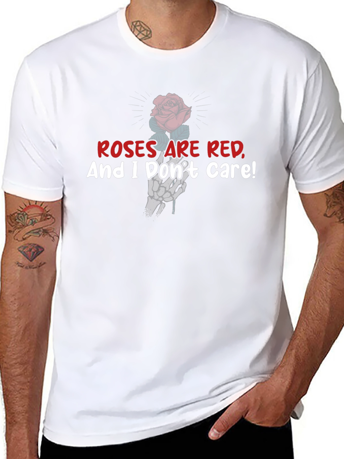 Roses Are Red T-Shirt Funny Skeleton Rose Graphic Tee