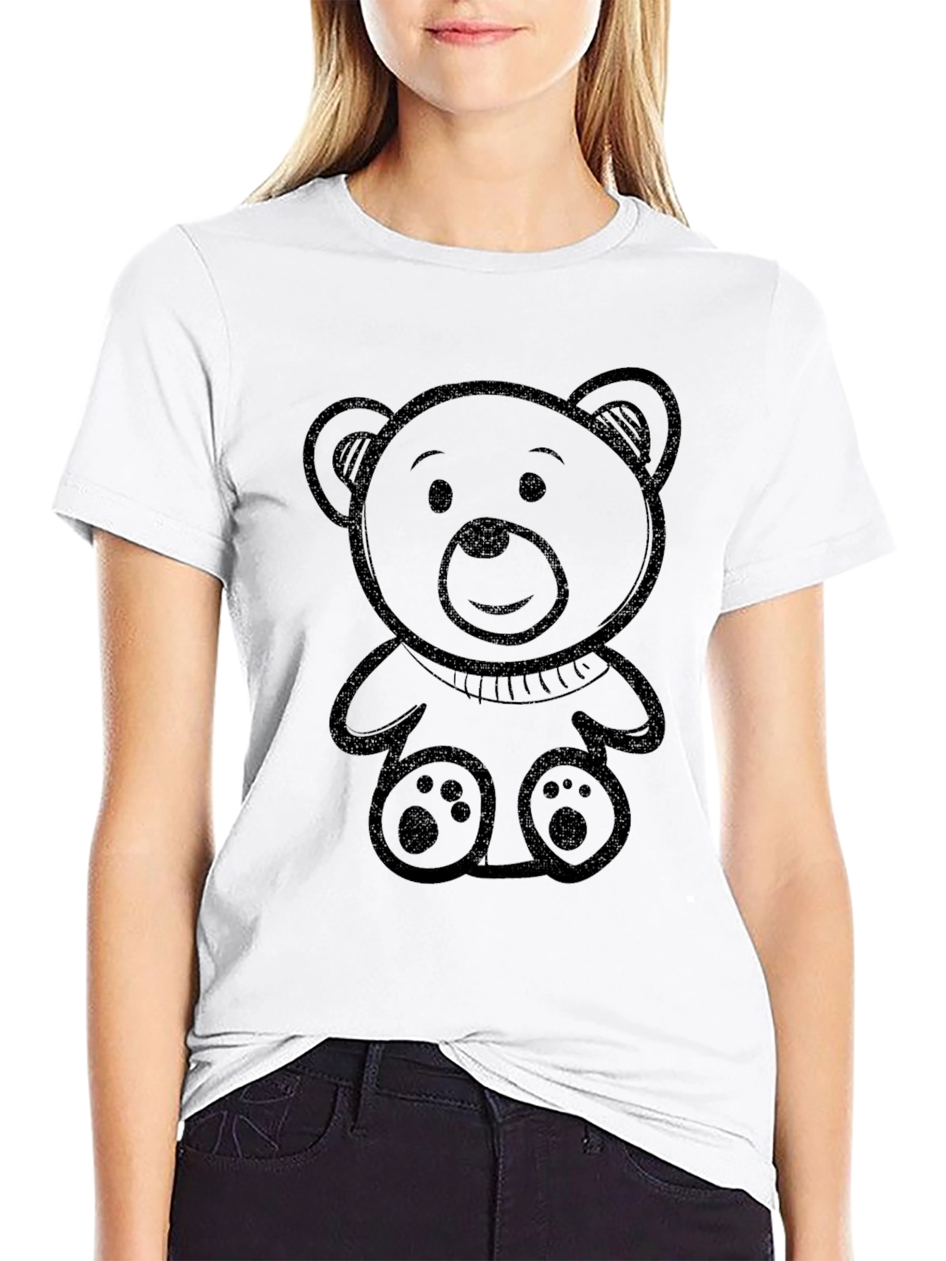 Black Teddy Bear Graphic Tee - Mens Casual T-Shirt