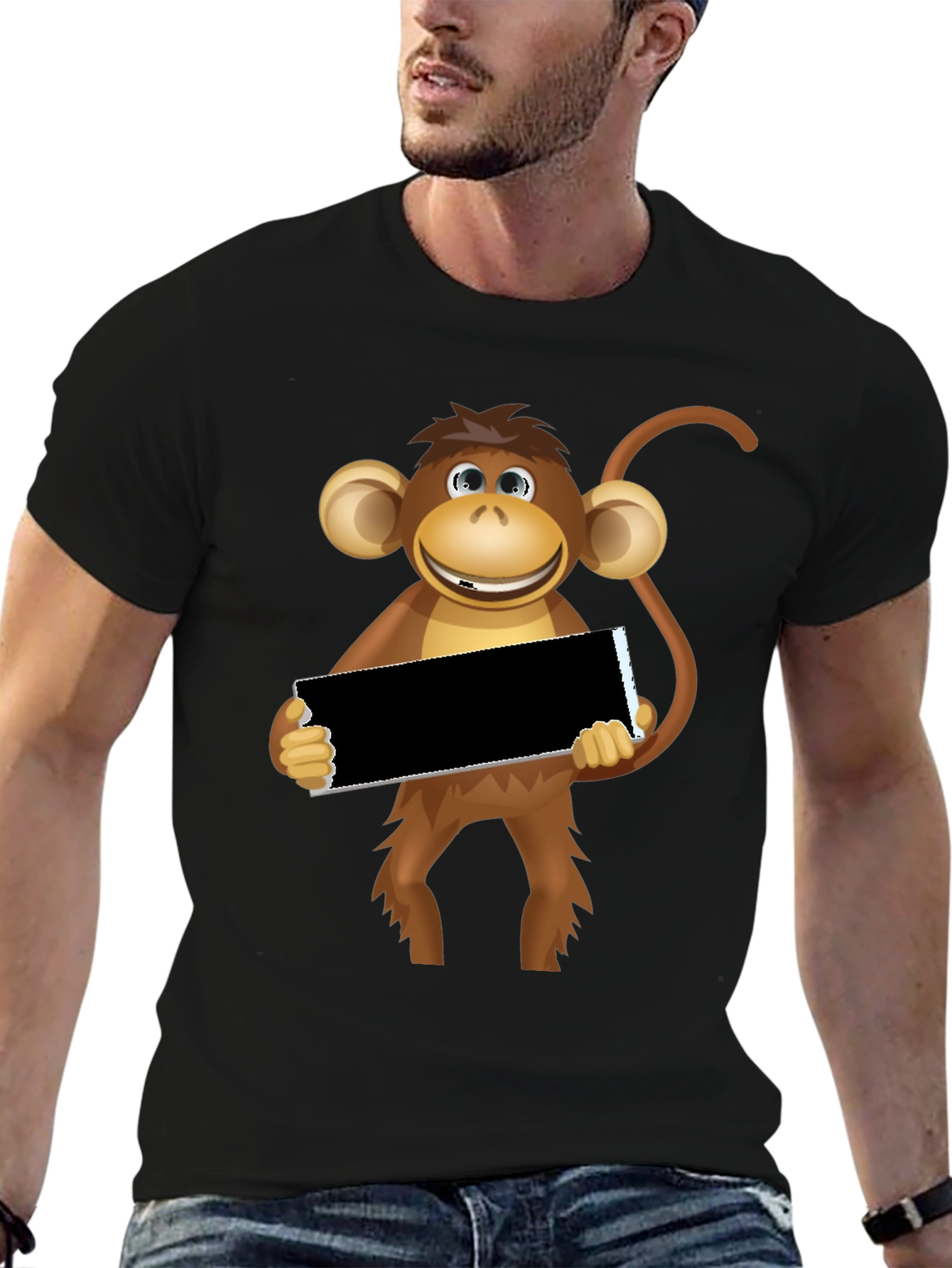 Funny Monkey Graphic Tee - Black
