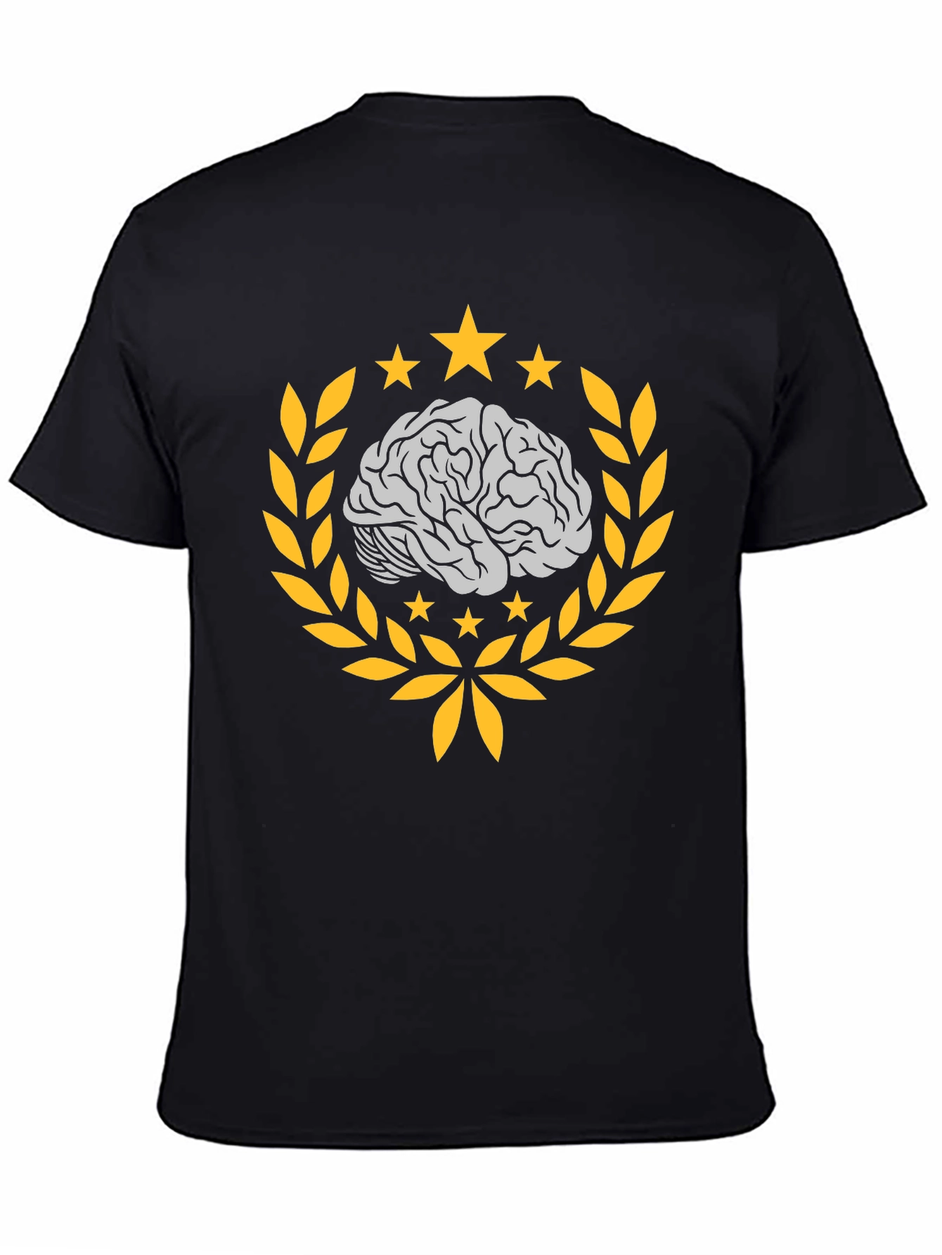 Brainy Black T-Shirt with Laurel and Stars