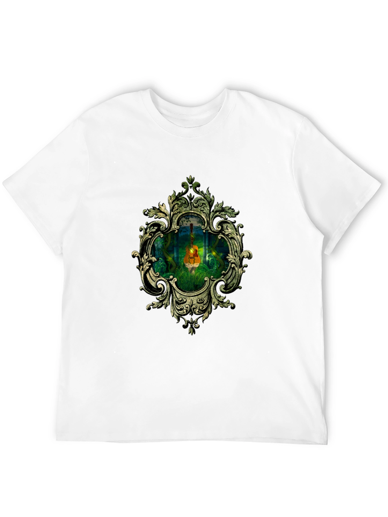 Ornate Guitar in Forest T-Shirt
