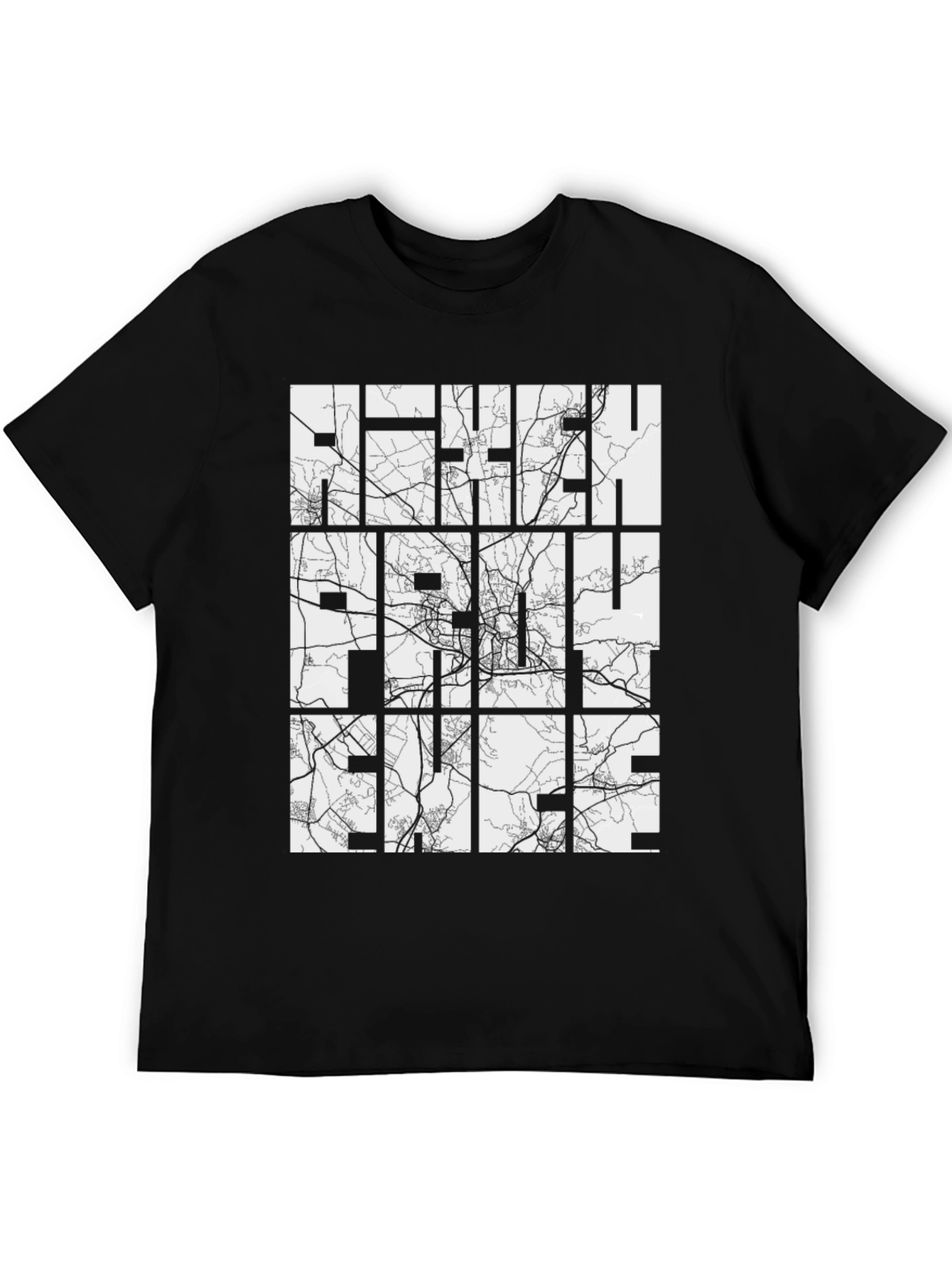 Urban Grid Tee - Black Cotton Street Map T-Shirt