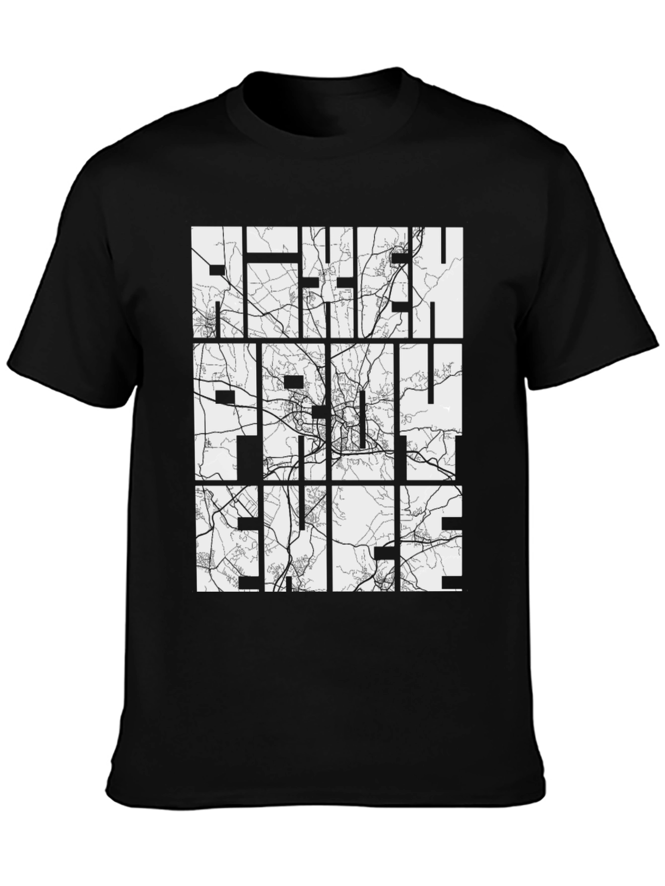 Urban Grid Tee - Black Cotton Street Map T-Shirt