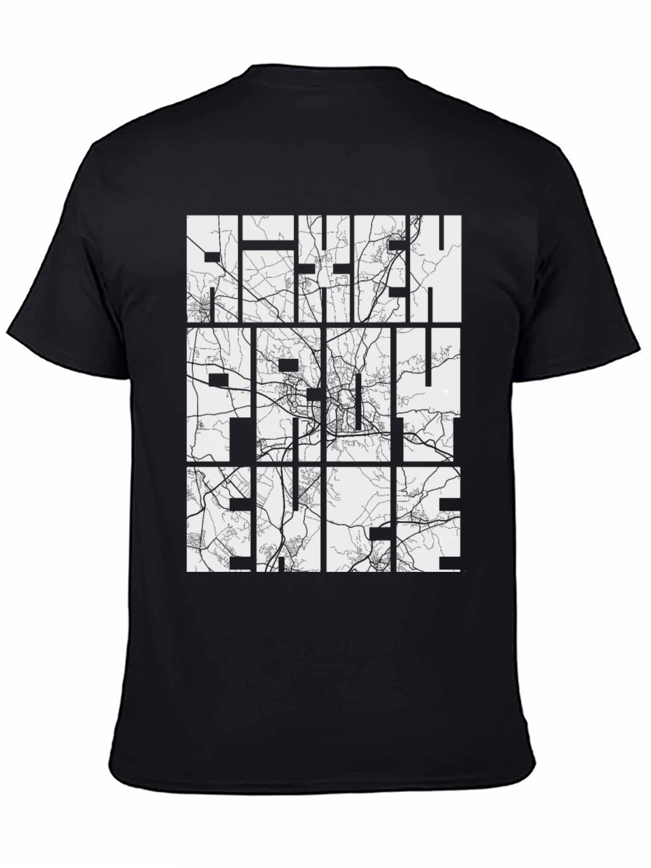 Urban Grid Tee - Black Cotton Street Map T-Shirt