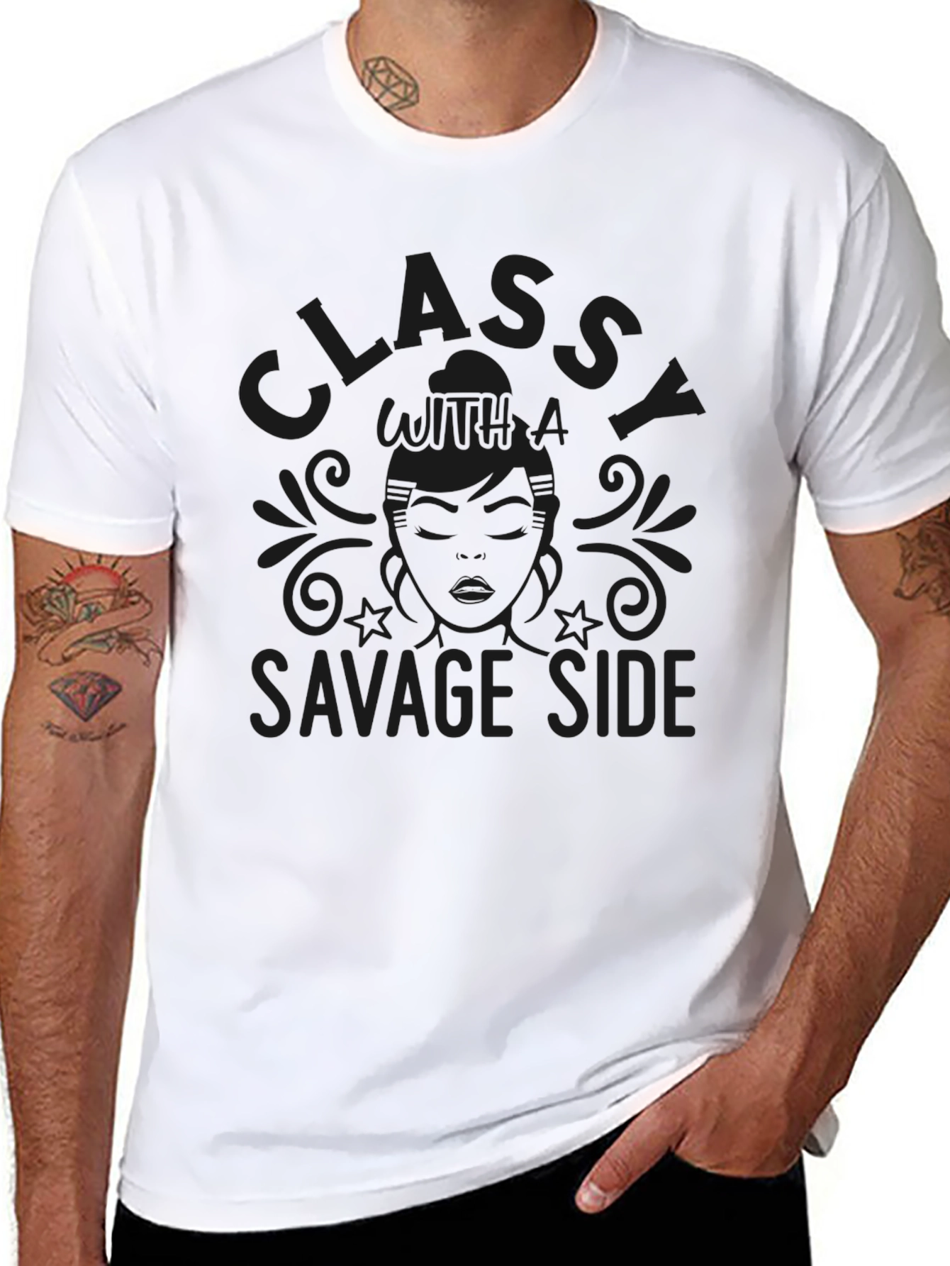 Classy With A Savage Side Graphic T-Shirt - Black