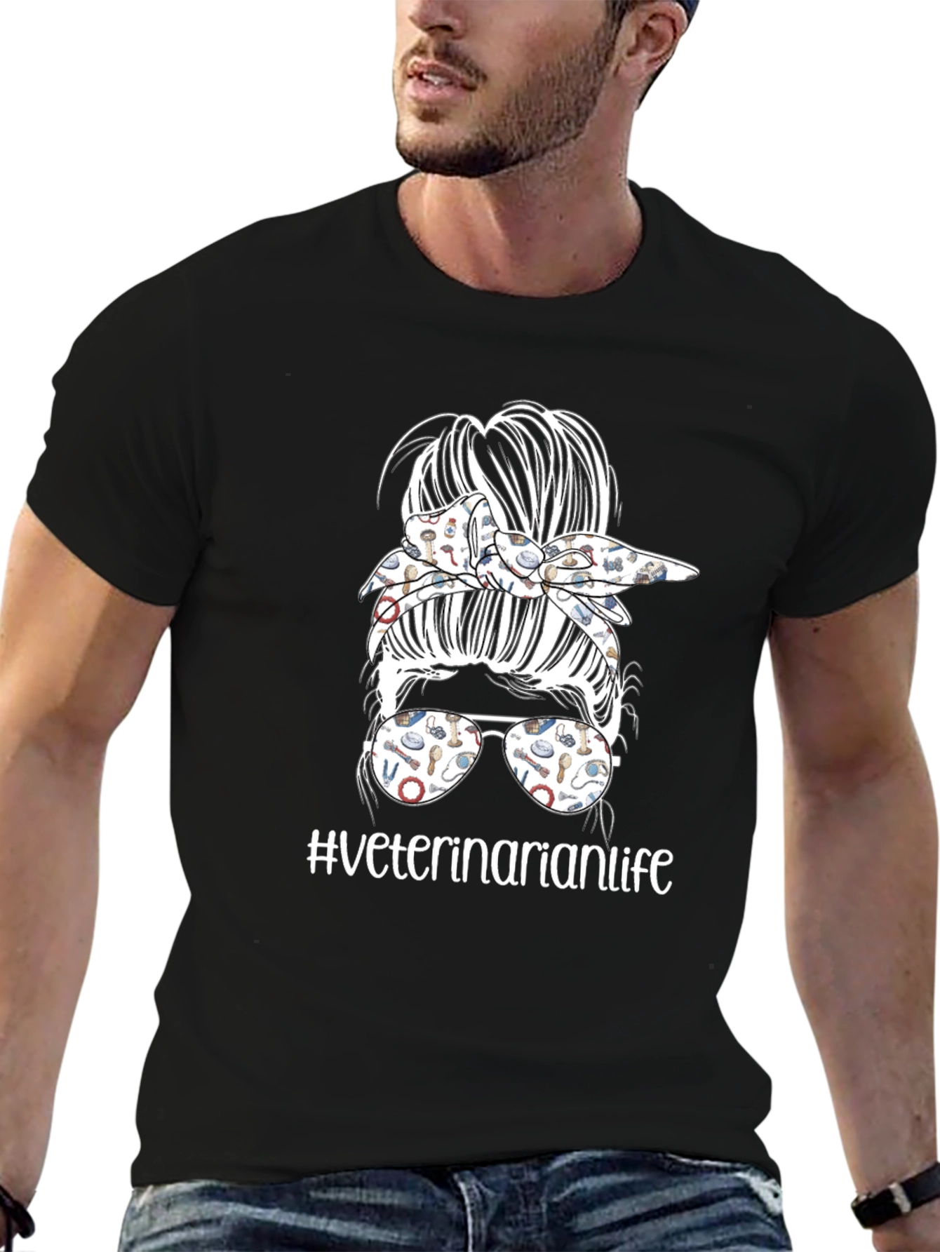 Veterinarian Life Messy Bun T-Shirt