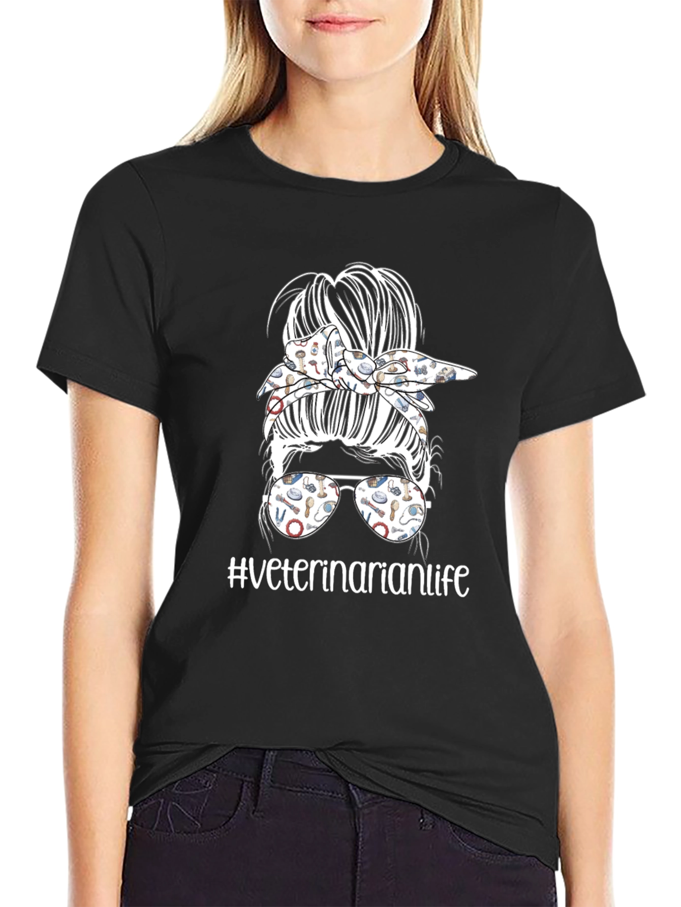 Veterinarian Life Messy Bun T-Shirt