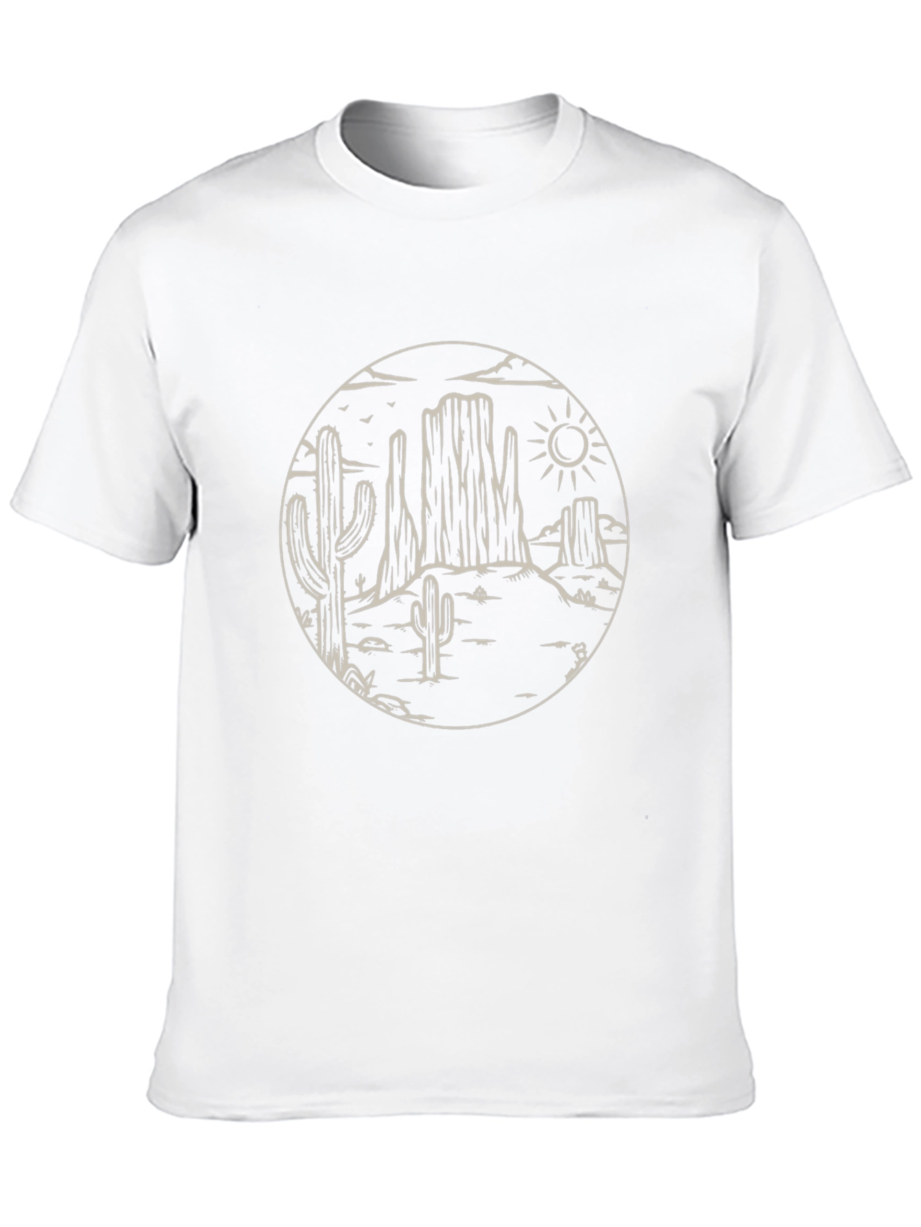 Desert Scene Graphic Tee - Black Cotton Casual Shirt