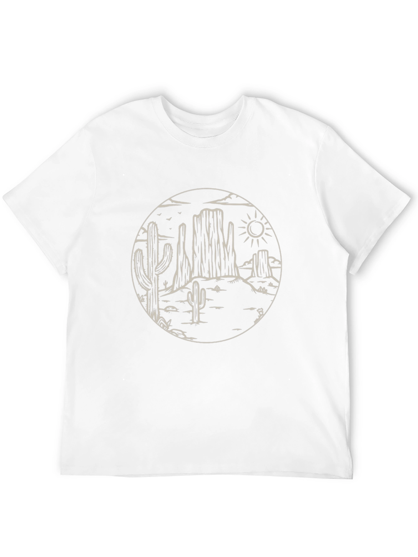 Desert Scene Graphic Tee - Black Cotton Casual Shirt