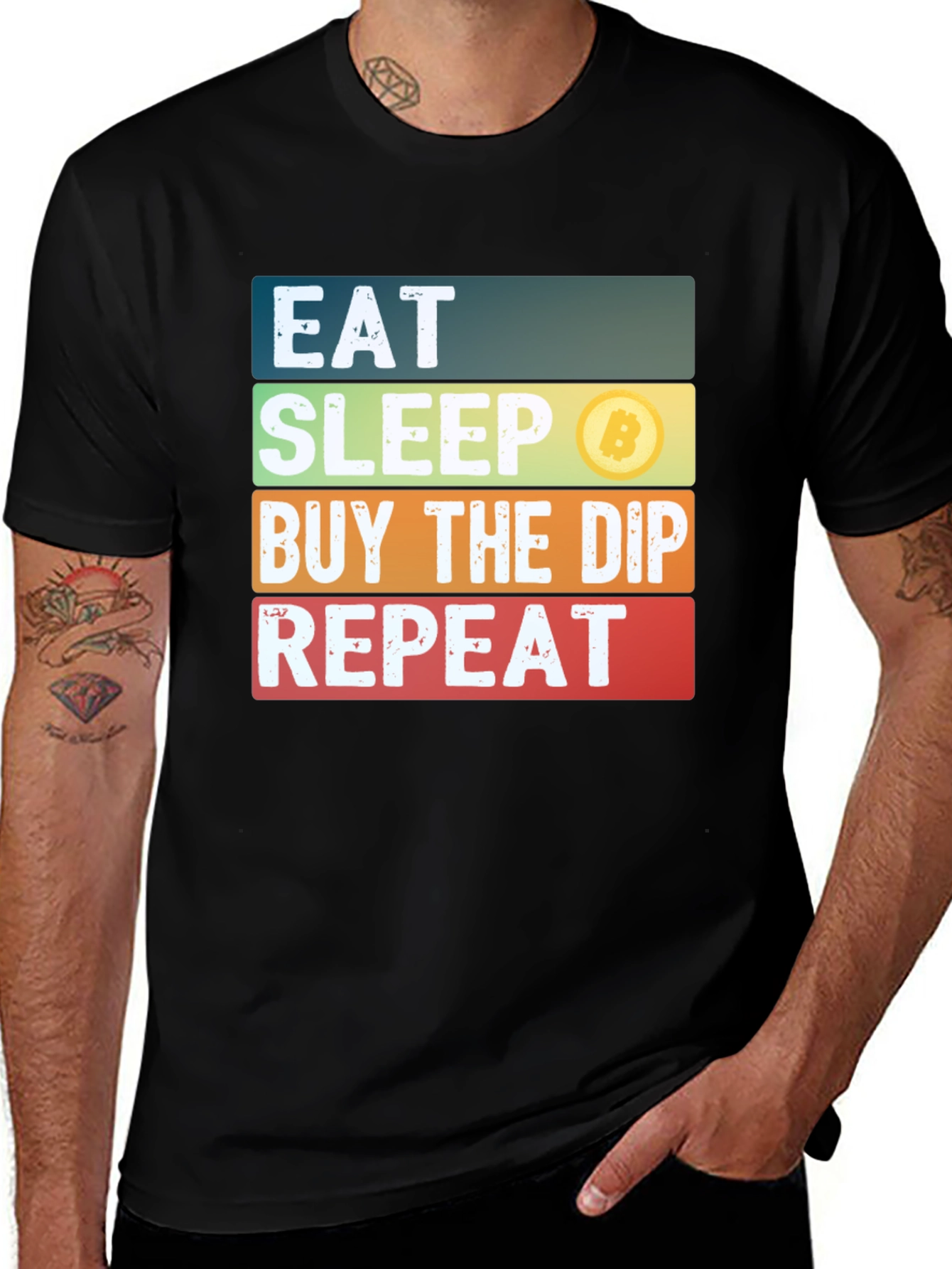 Eat Sleep Buy the Dip Repeat Bitcoin Crypto T-Shirt