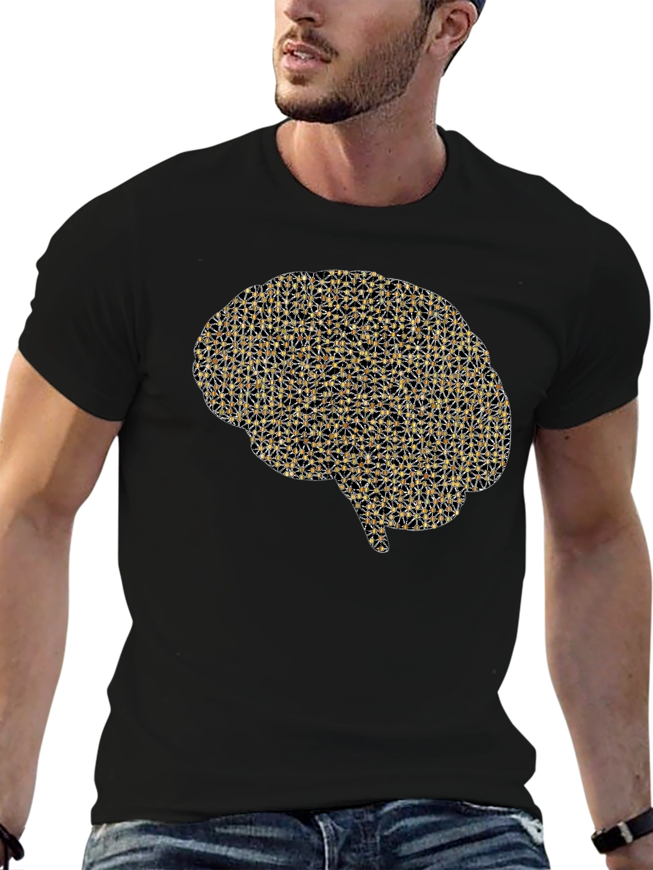 Brain Graphic Tee - Black Casual T-Shirt
