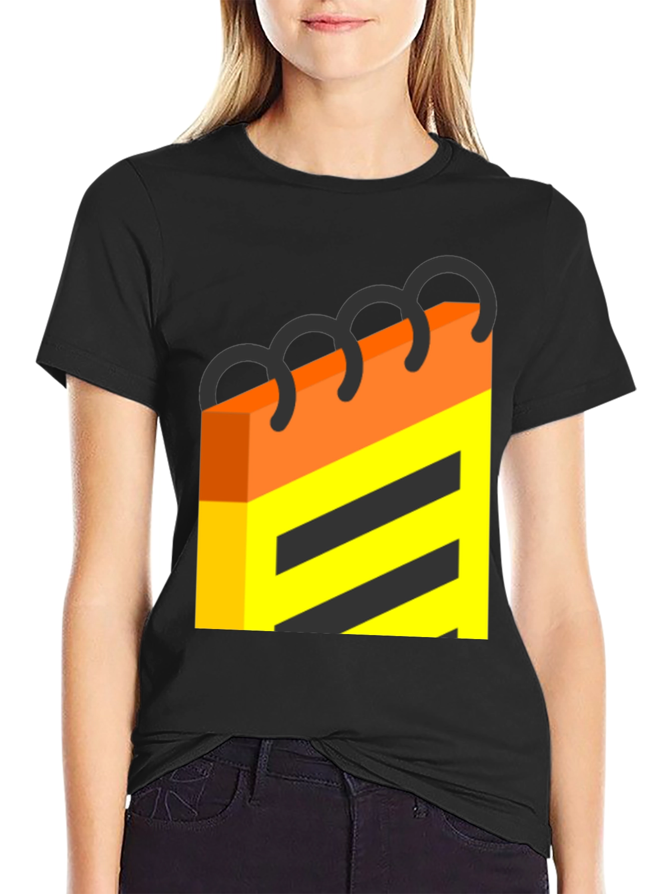 Abstract Notebook Graphic Tee - Black Cotton T-Shirt
