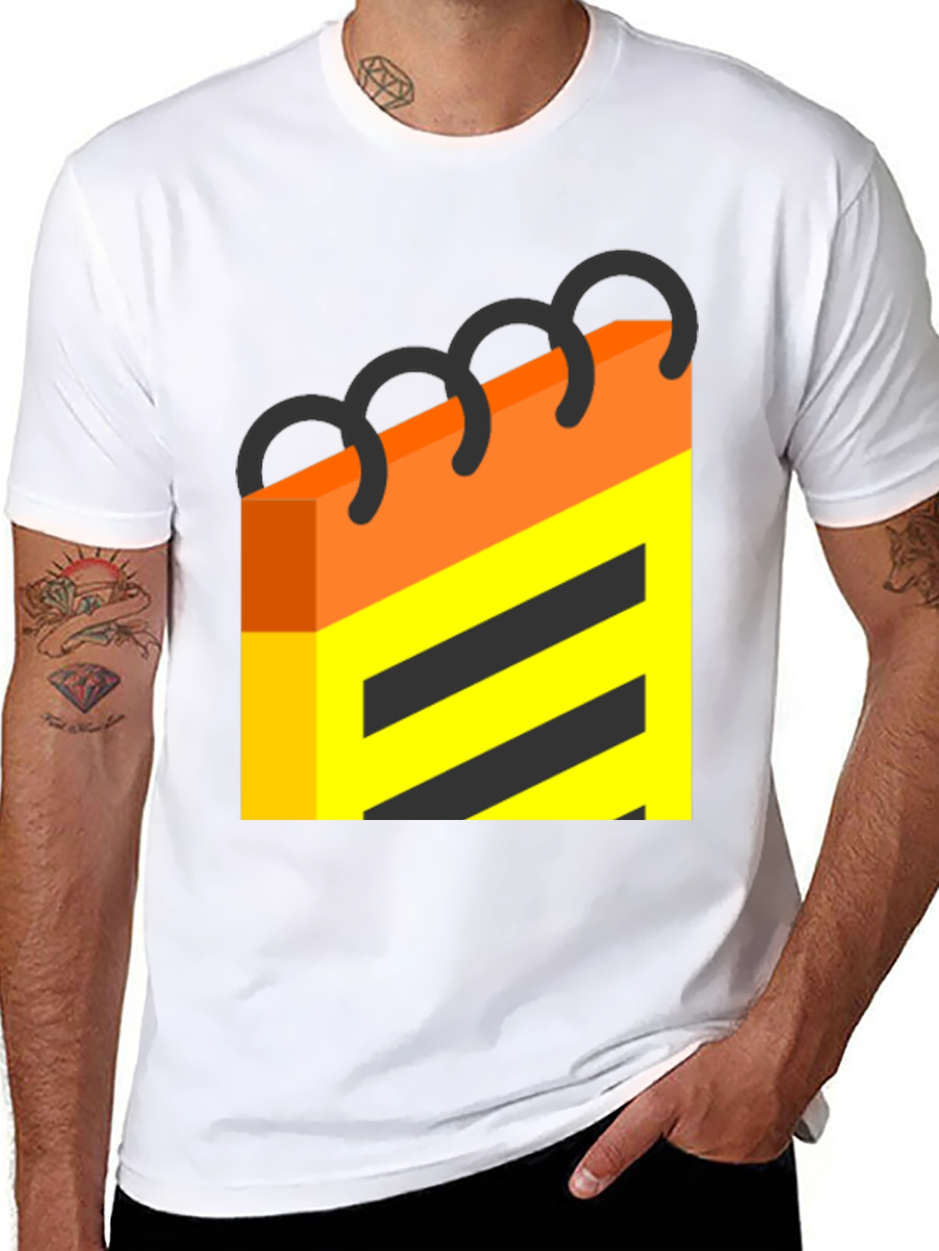 Abstract Notebook Graphic Tee - Black Cotton T-Shirt